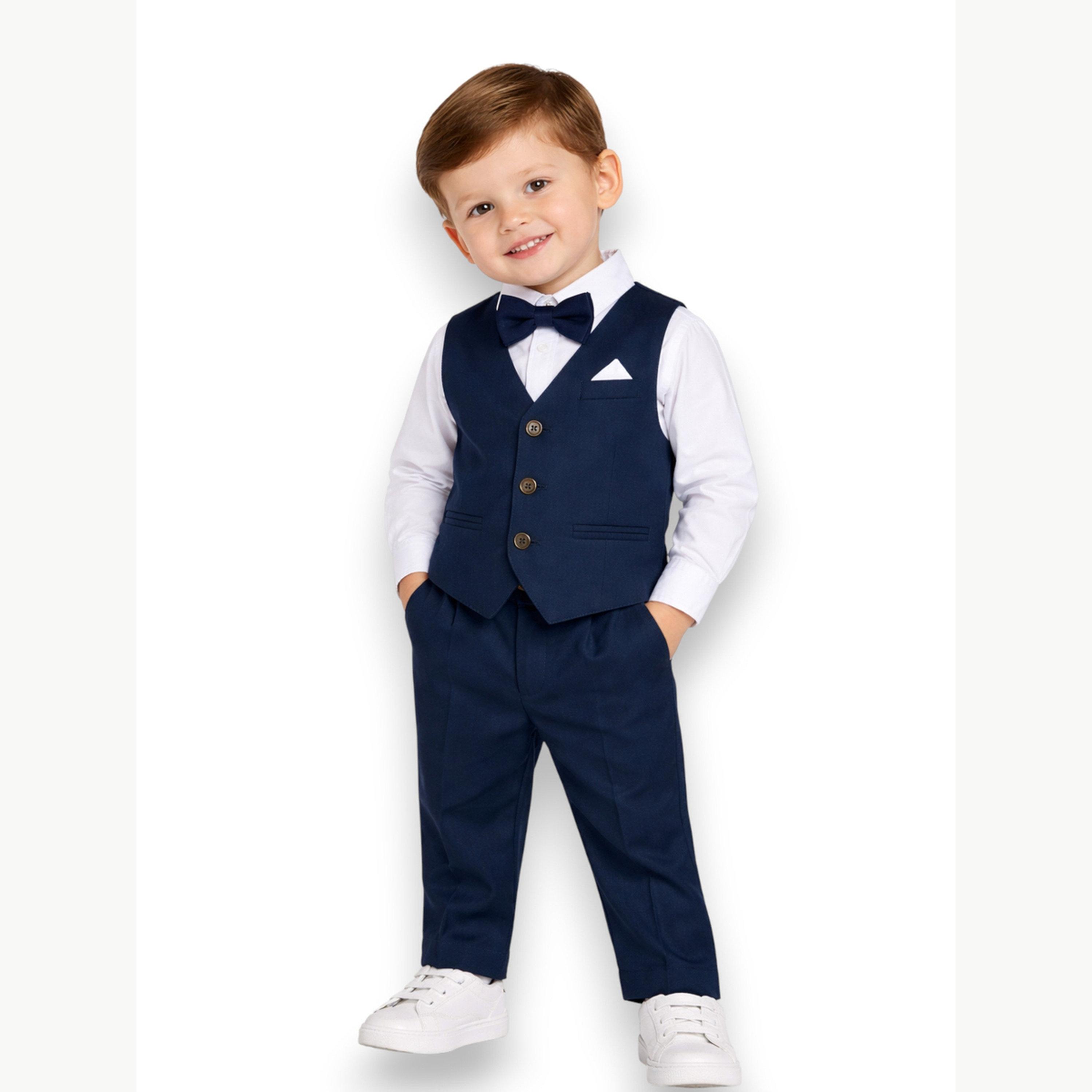 Victor and Jane X Styli Boys 3-Piece Waistcoat, Shirt, Trousers and Bow Tie Set-boys-clothing-setsandcoords-image-1