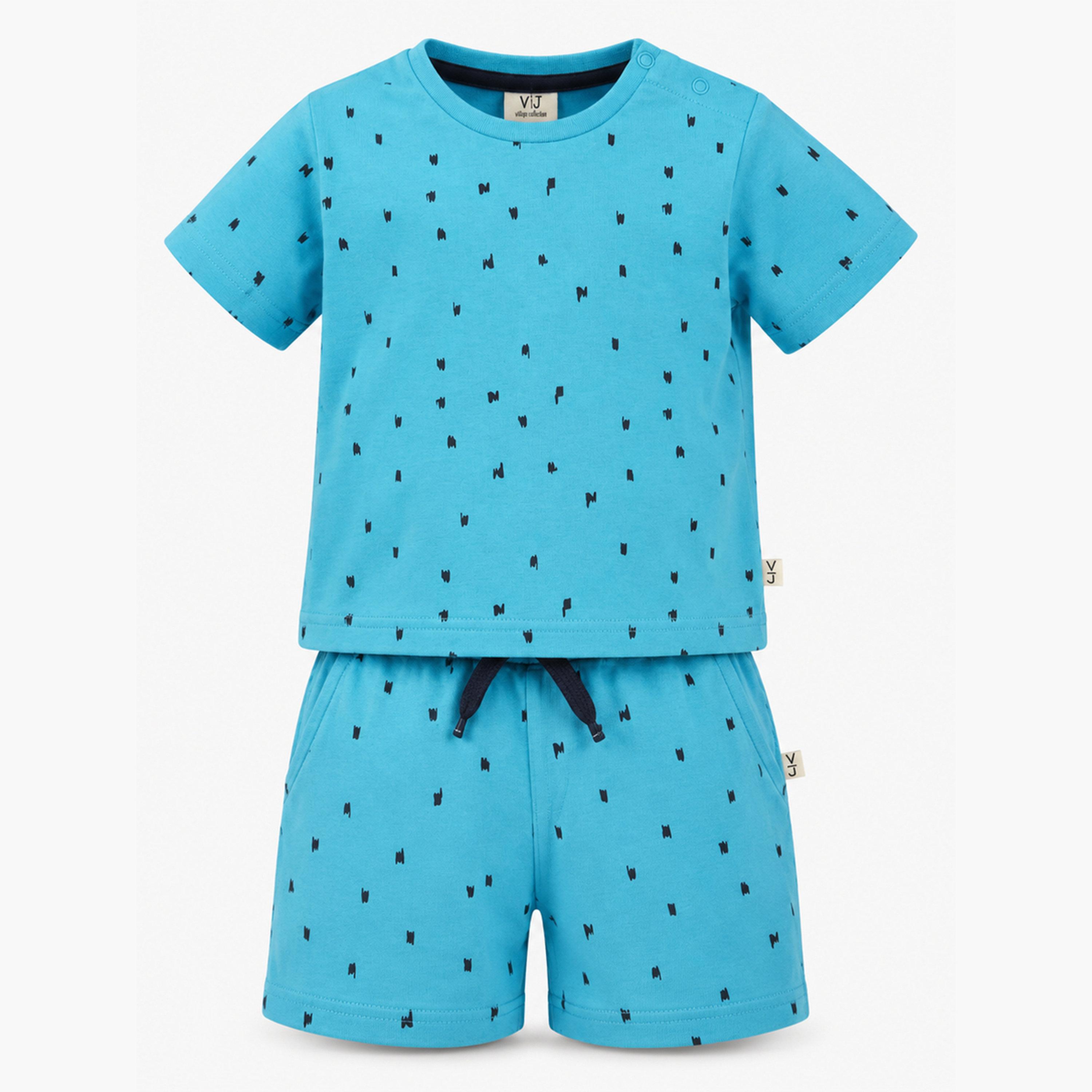 مجموعة من شورت وتيشيرت بطبعة-boys-clothing-setsandcoords-image-1