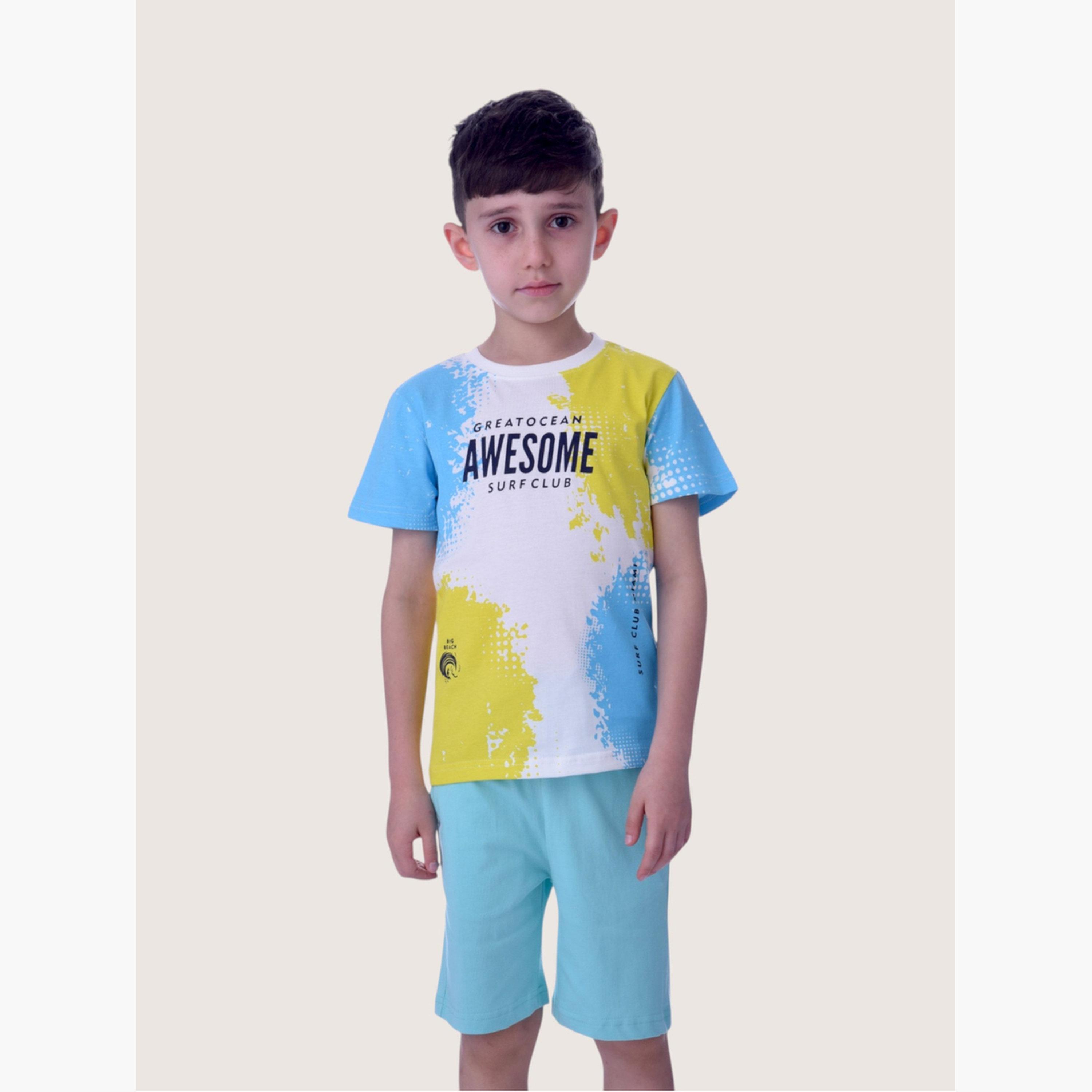 مجموعة من شورت وتيشيرت قطن بطبعة-boys-clothing-setsandcoords-image-1