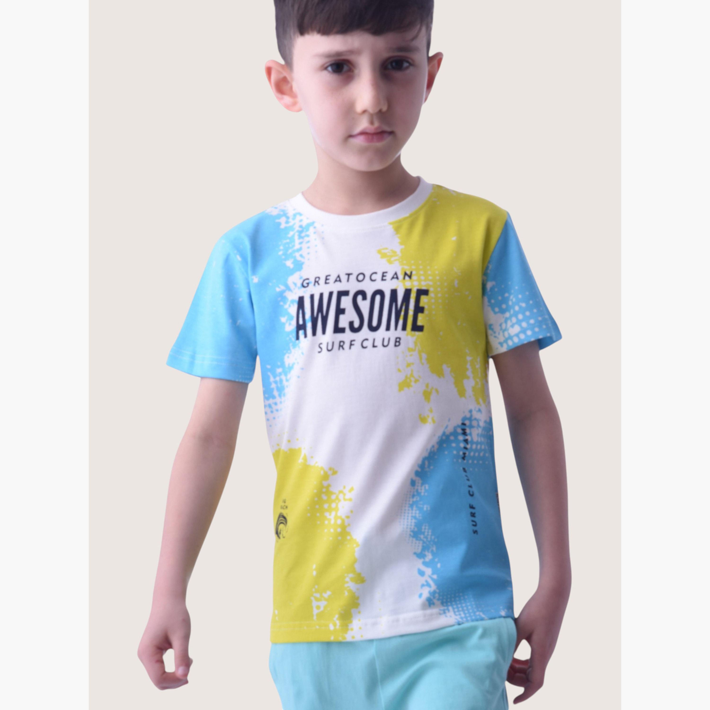 Victor and Jane X Styli Boys Graphic Print Cotton T-Shirt and Shorts Set-boys-clothing-setsandcoords-image-3