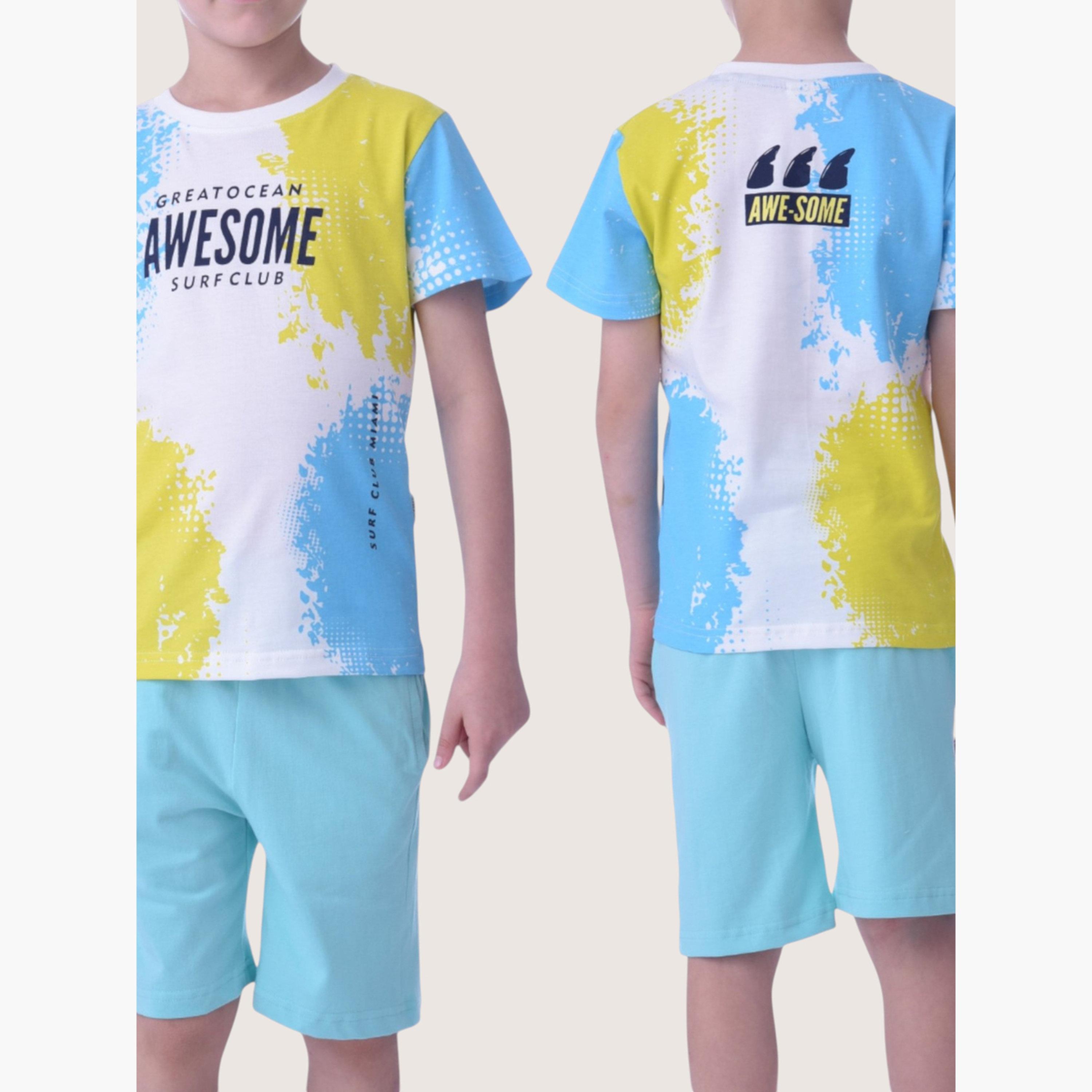 Victor and Jane X Styli Boys Graphic Print Cotton T-Shirt and Shorts Set-boys-clothing-setsandcoords-image-5