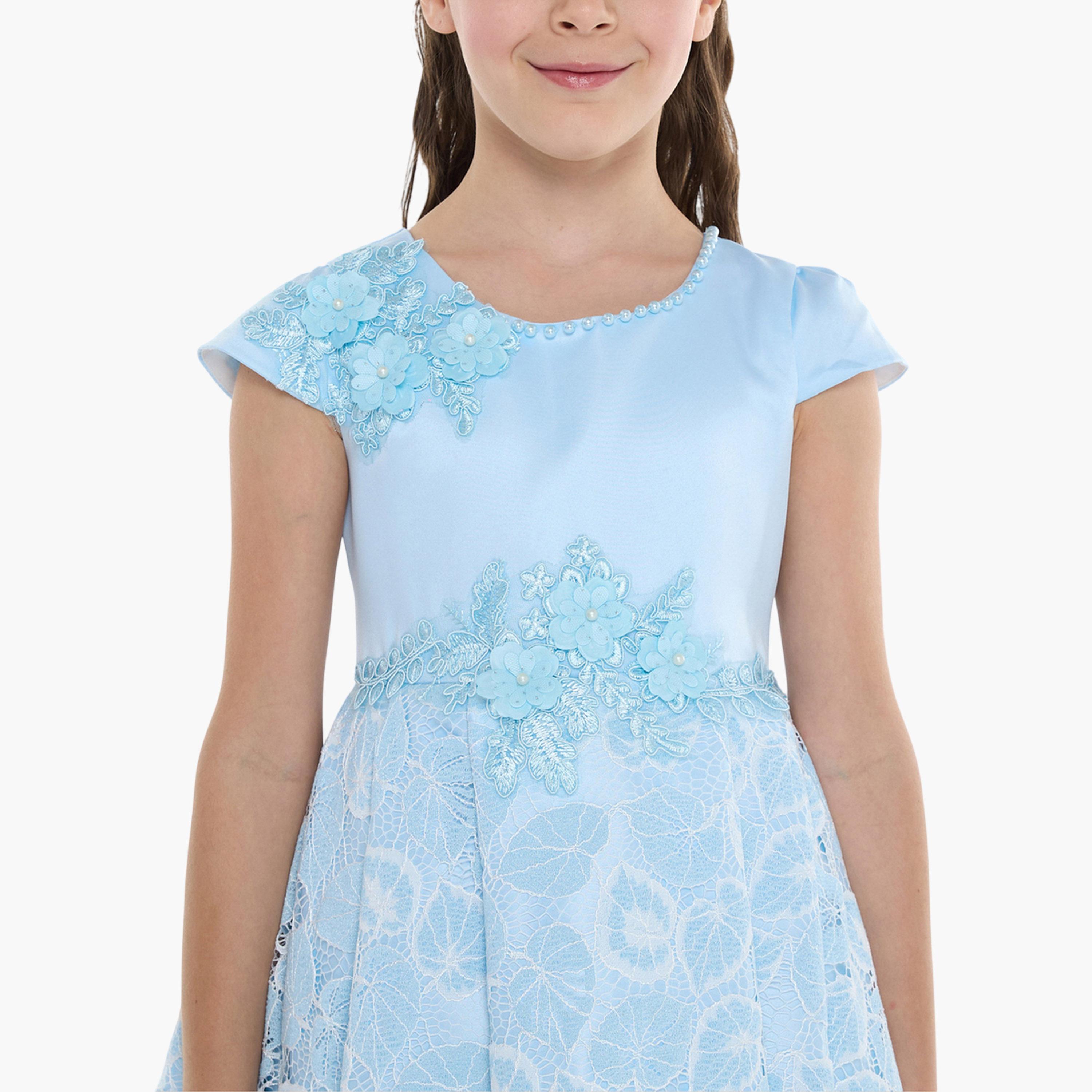 فستان احتفالي بتفاصيل دانتيل وزين أزهار للبنات-girls-clothing-dressesandjumpsuits-image-5