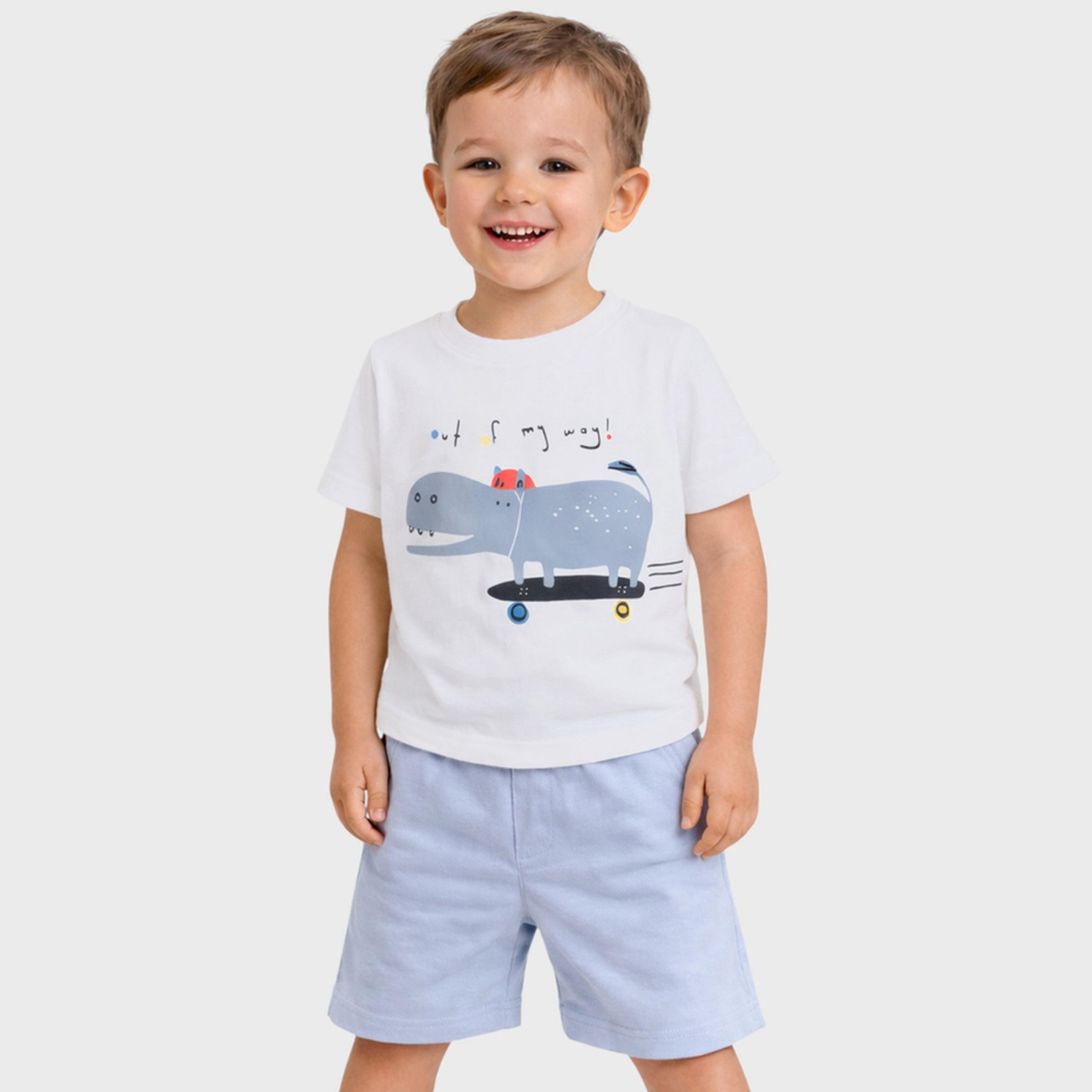 مجموعة من شورت وتيشيرت بياقة دائرية بطبعة-boys-clothing-setsandcoords-image-1