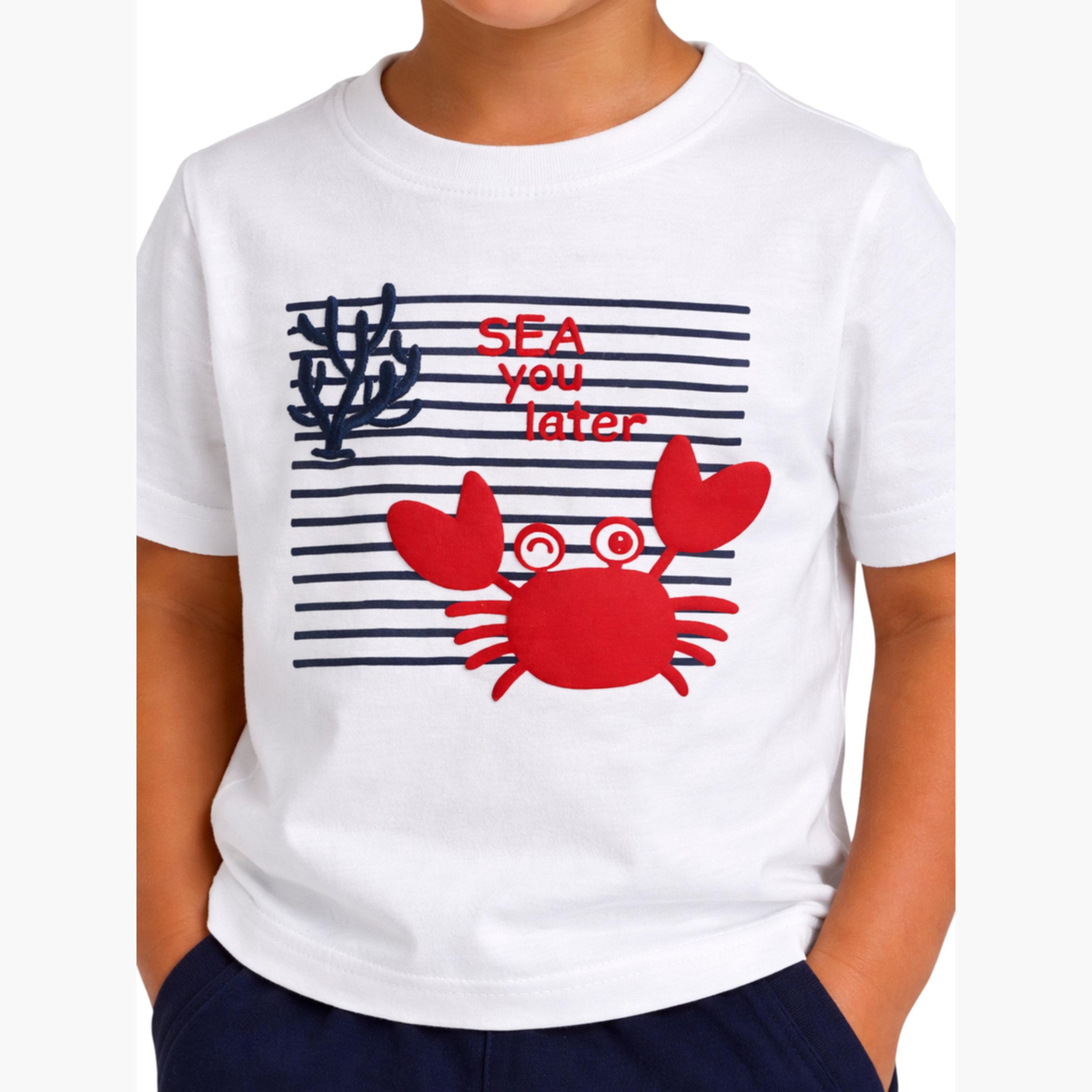 مجموعة من شورت وتيشيرت بياقة دائرية بطبعة-boys-clothing-setsandcoords-image-6