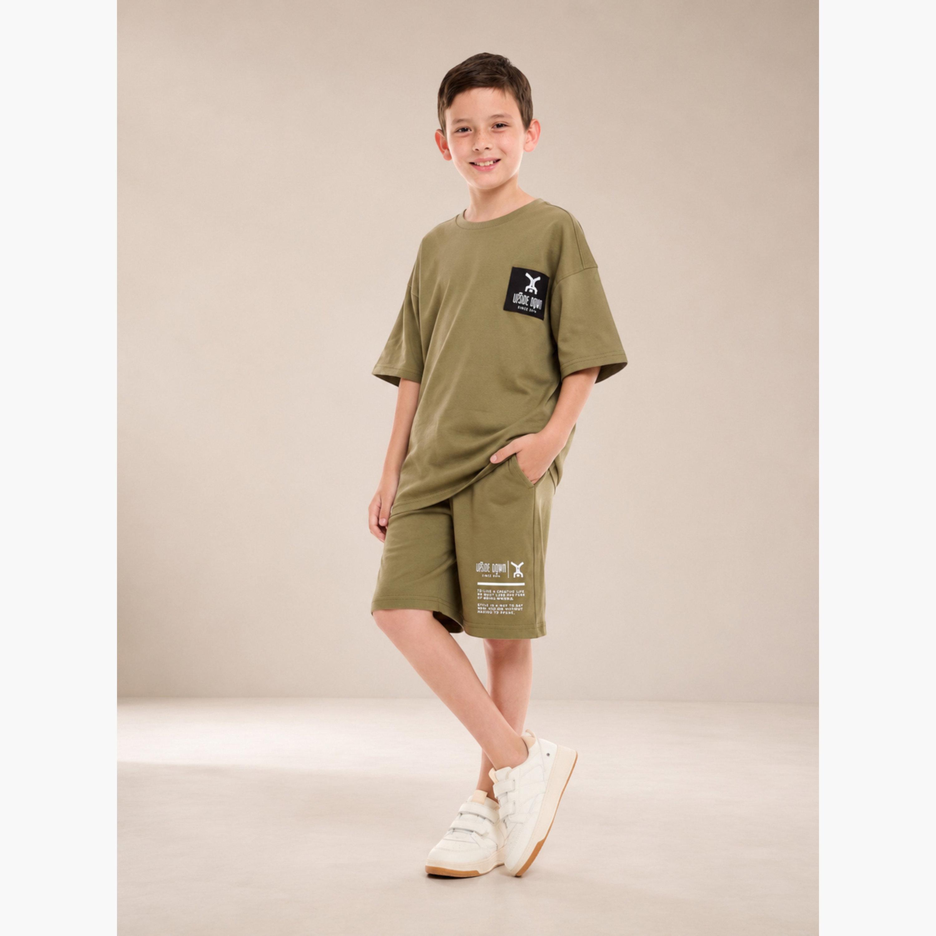 Victor and Jane X Styli Boys Text Print Oversized T-Shirt and Shorts Set-boys-clothing-setsandcoords-image-2