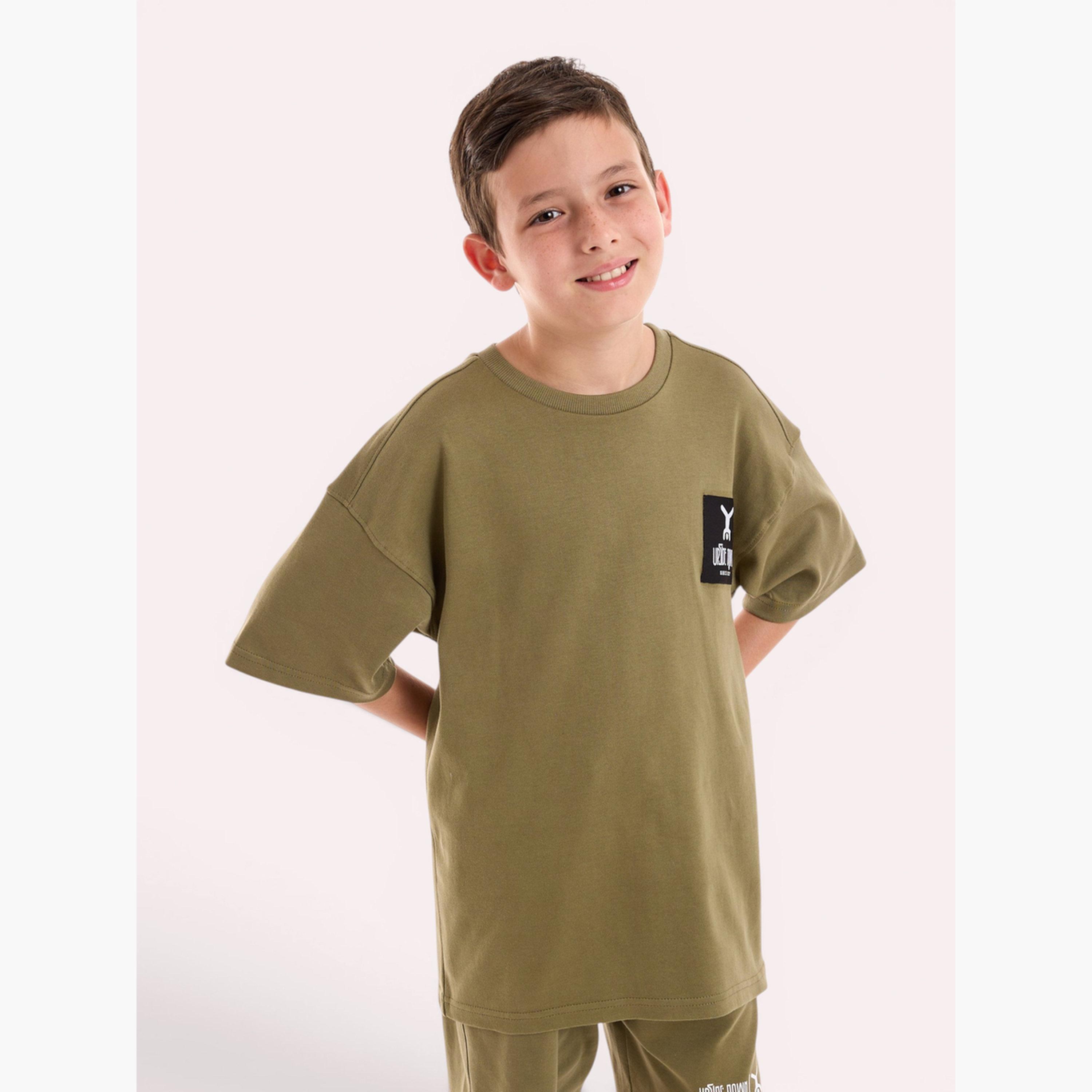 Victor and Jane X Styli Boys Text Print Oversized T-Shirt and Shorts Set-boys-clothing-setsandcoords-image-4