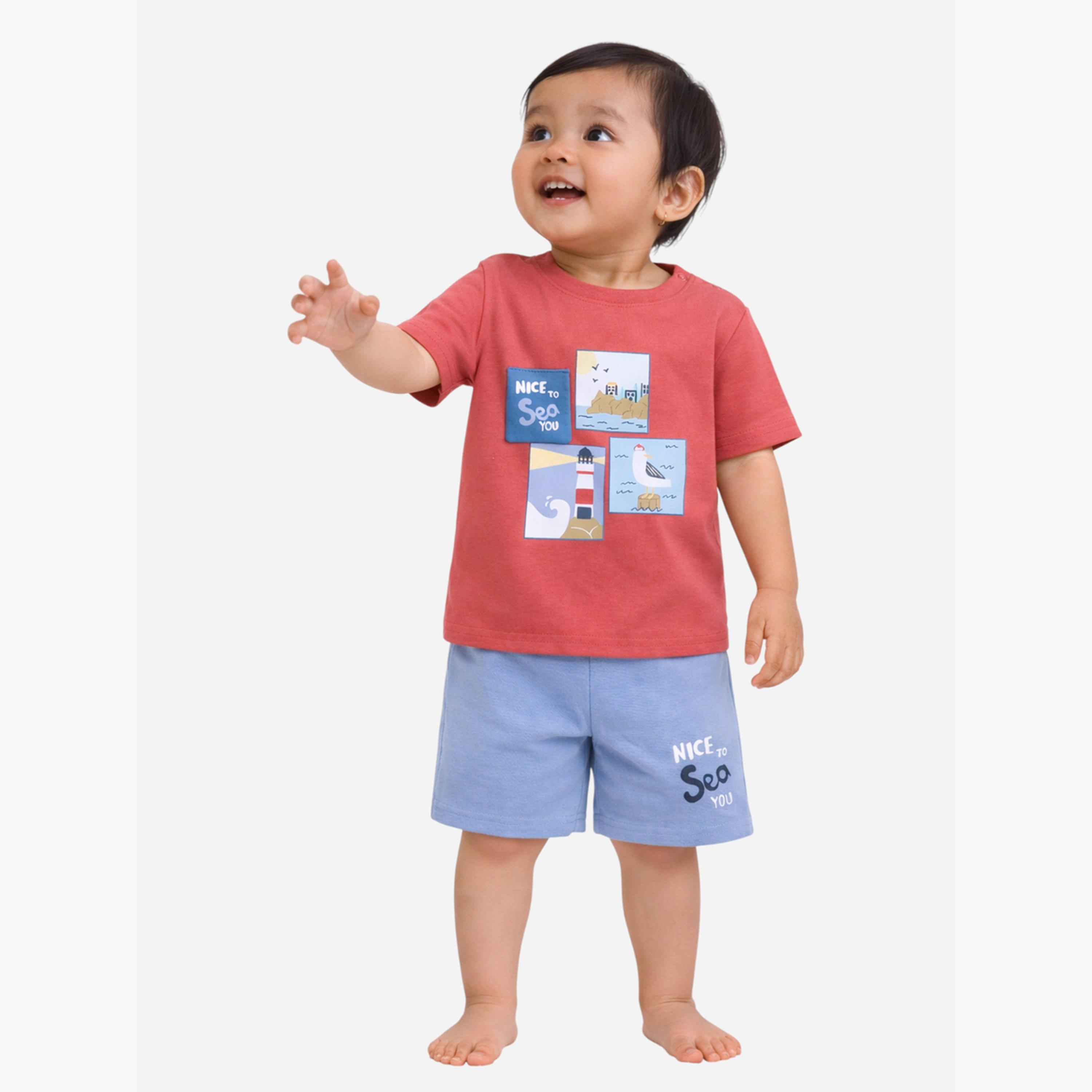 Victor and Jane X Styli Baby Boys Graphic Print T-Shirt and Shorts Set-boys-clothing-setsandcoords-image-2