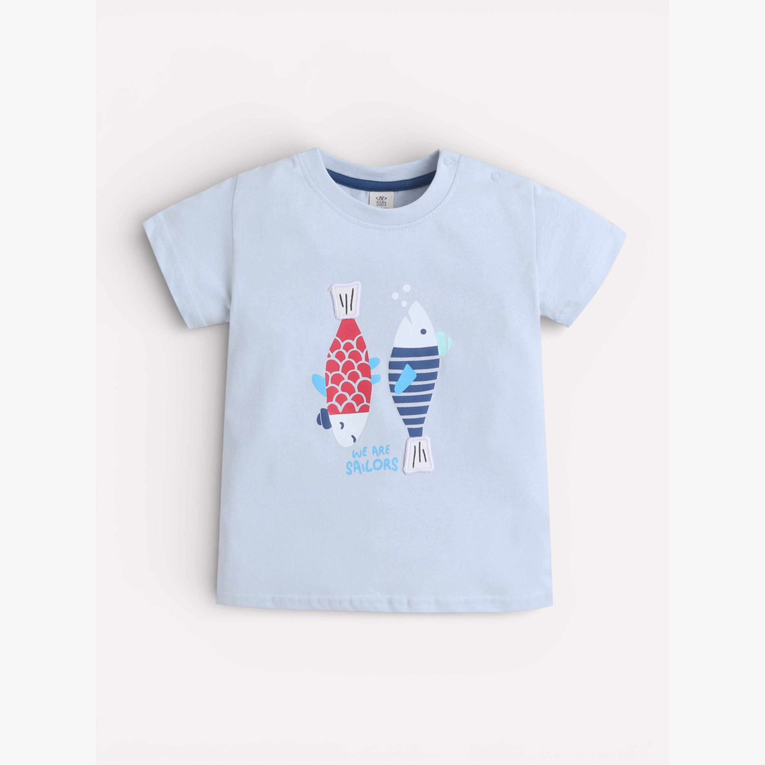 مجموعة من شورت وتيشيرت بطبعة جرافيك سمكة للأولاد الرضع-boys-clothing-setsandcoords-image-5