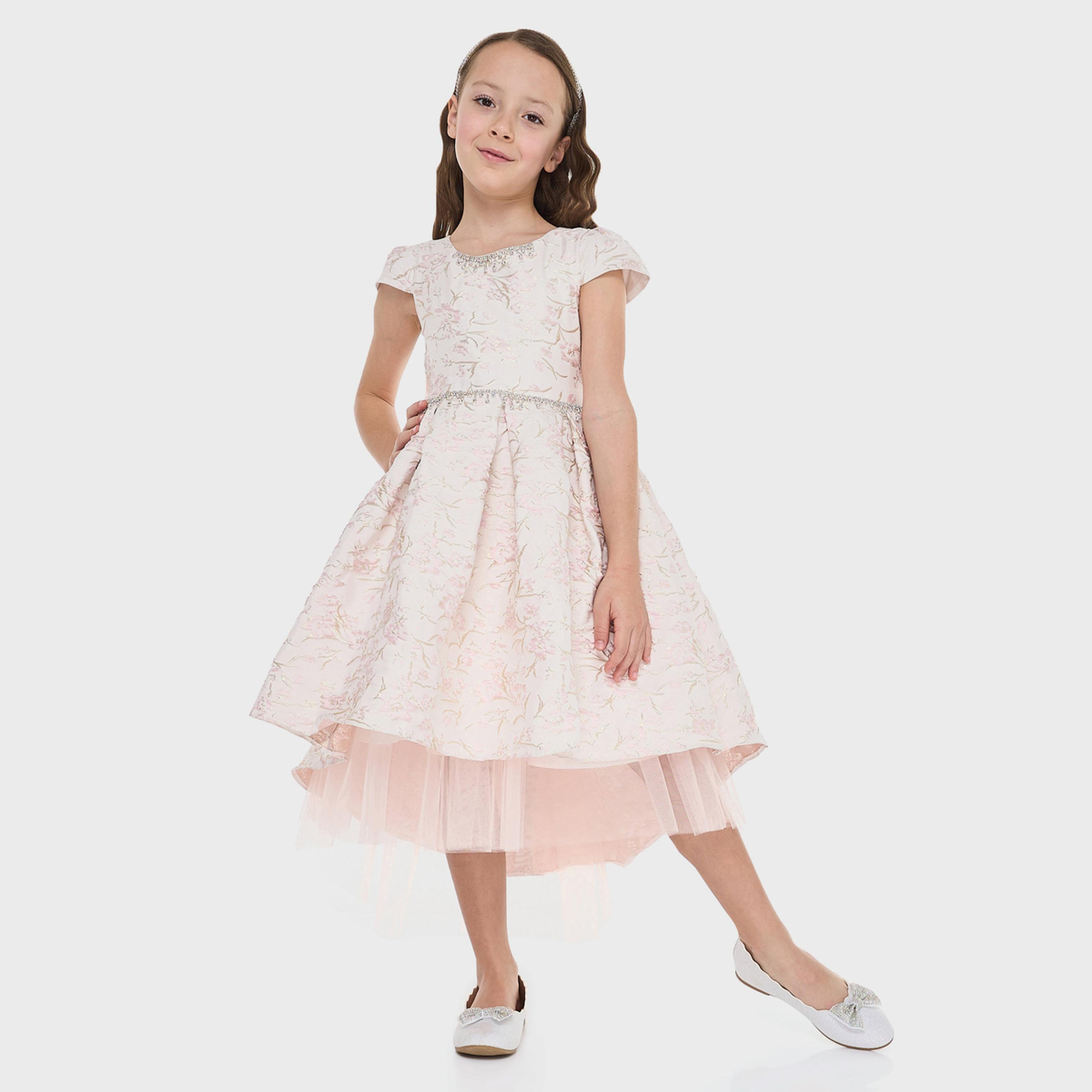 Victor and Jane X Styli Girls Jacquard Ramadan Dress with Embellishment-girls-clothing-dressesandjumpsuits-image-1
