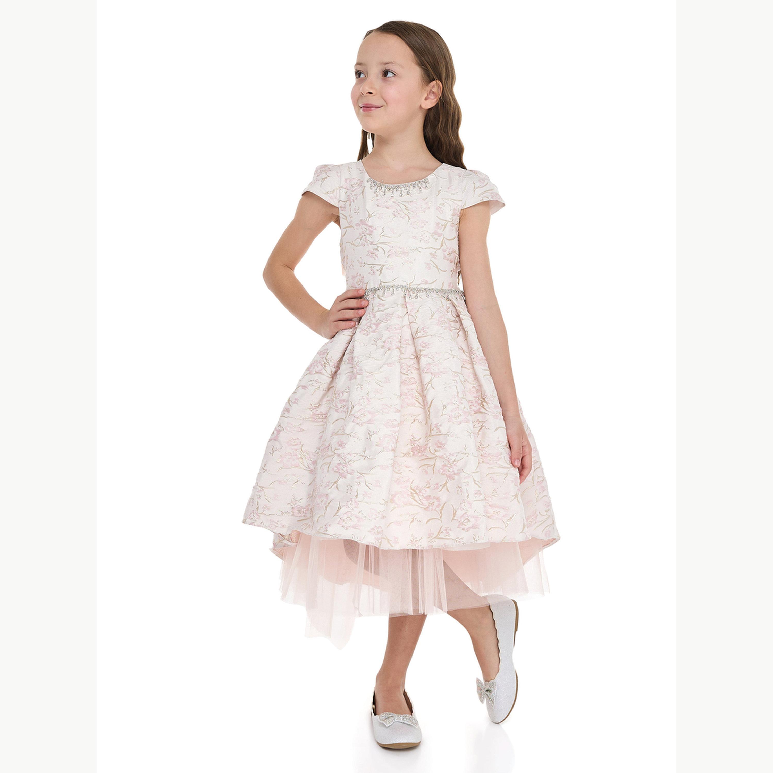 Victor and Jane X Styli Girls Jacquard Ramadan Dress with Embellishment-girls-clothing-dressesandjumpsuits-image-2
