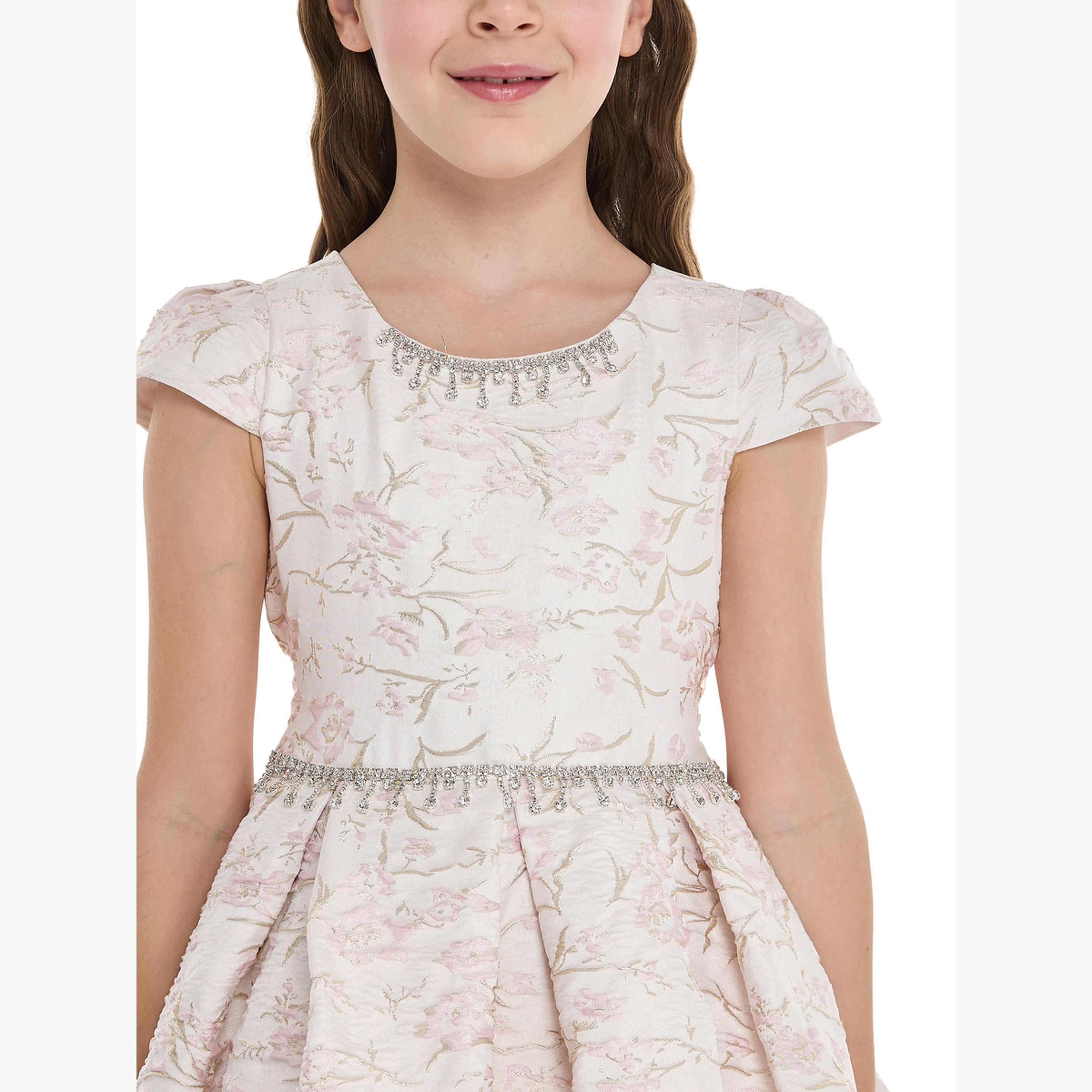 Victor and Jane X Styli Girls Jacquard Ramadan Dress with Embellishment-girls-clothing-dressesandjumpsuits-image-5