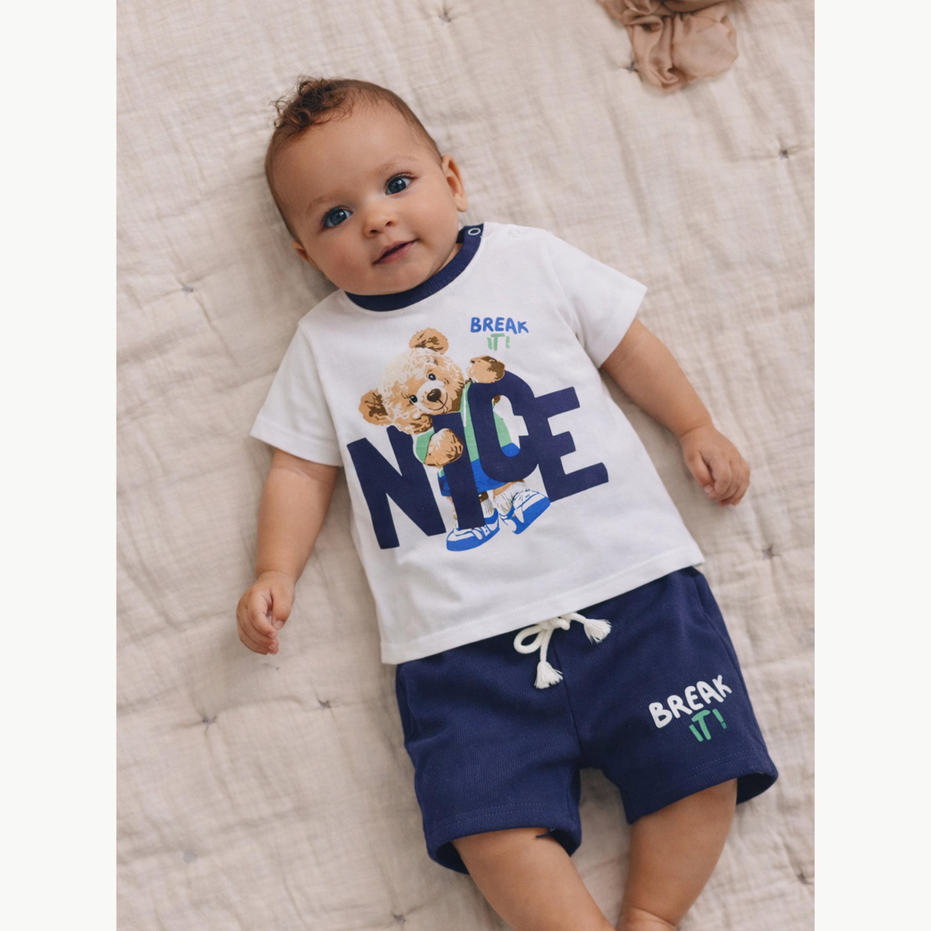 Victor and Jane X Styli Baby Boys Bear Graphic T-Shirt and Shorts Set-boys-clothing-setsandcoords-image-3