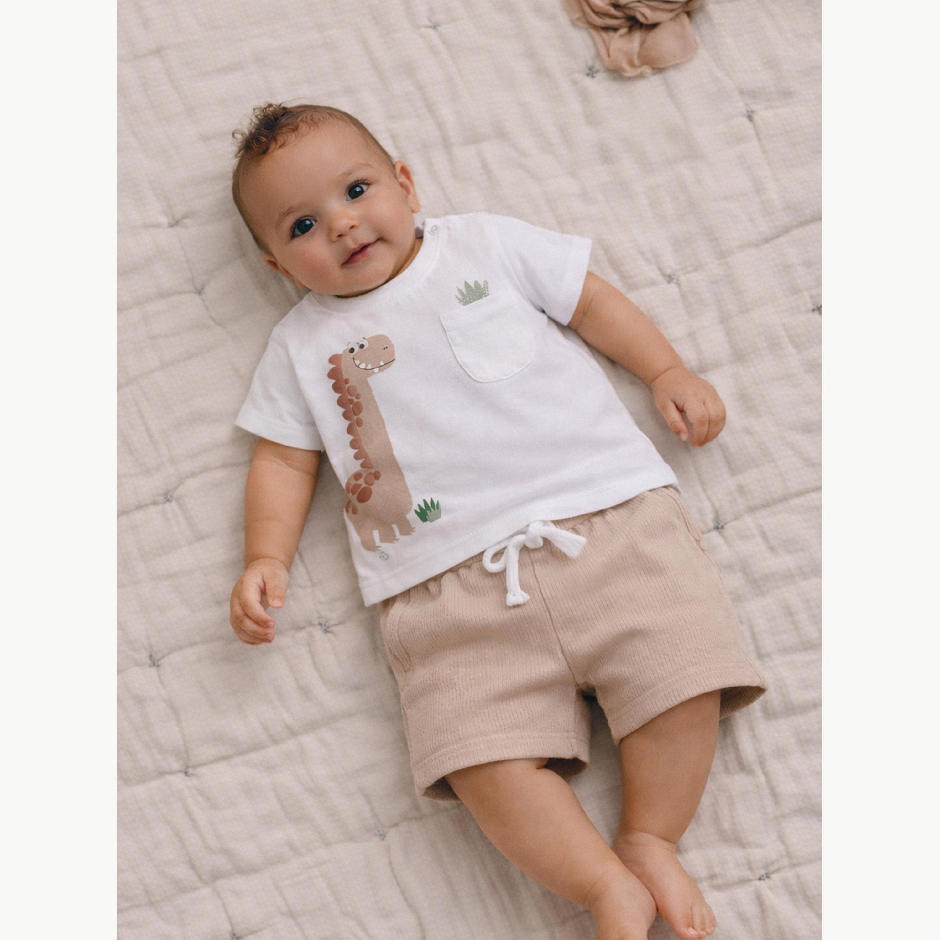 مجموعة من شورت وتيشيرت بطبعة جرافيك ديناصور للأولاد الرضع-boys-clothing-setsandcoords-image-2