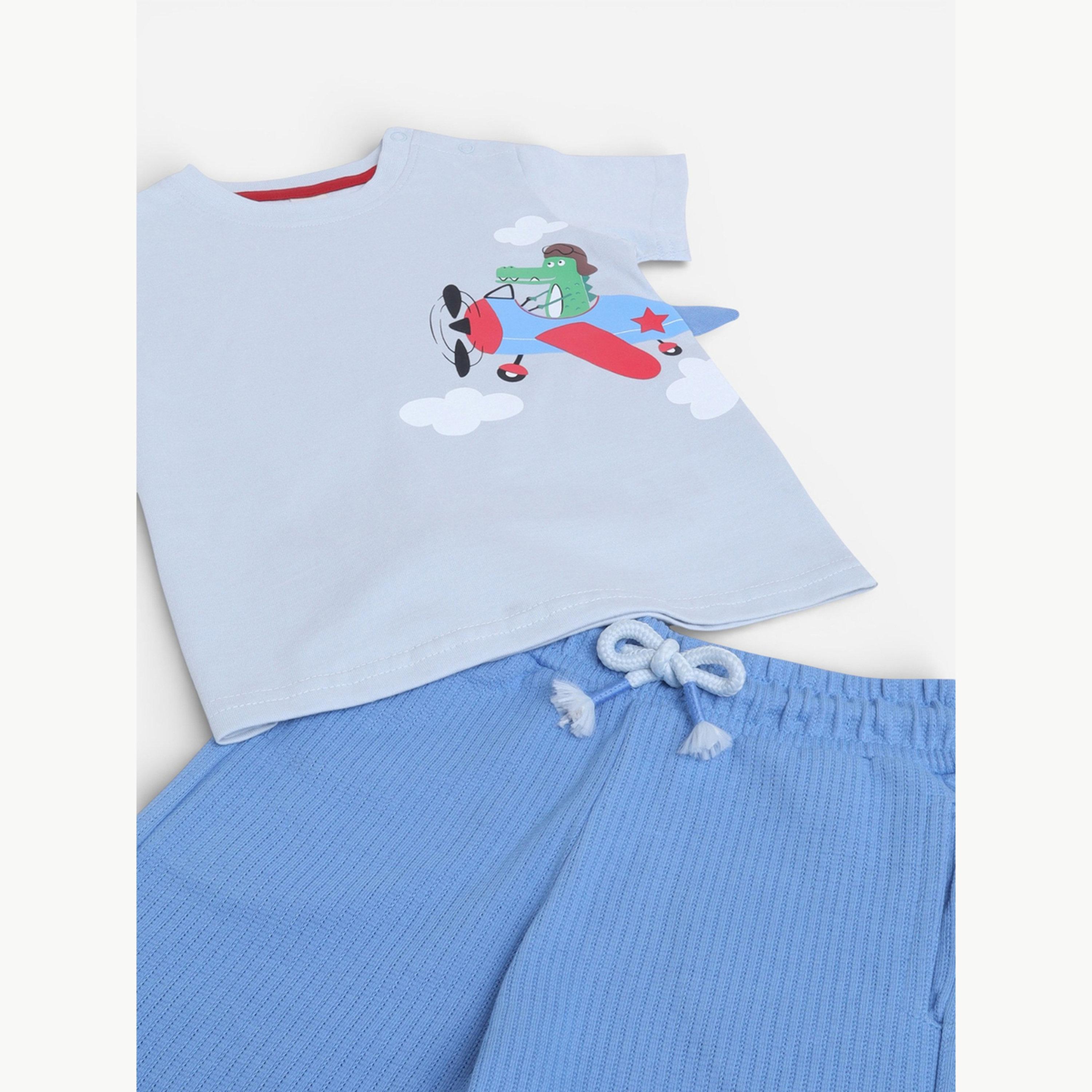 مجموعة من شورت وتيشيرت بطبعة طائرة جرافيك للأولاد الرضع-boys-clothing-setsandcoords-image-4