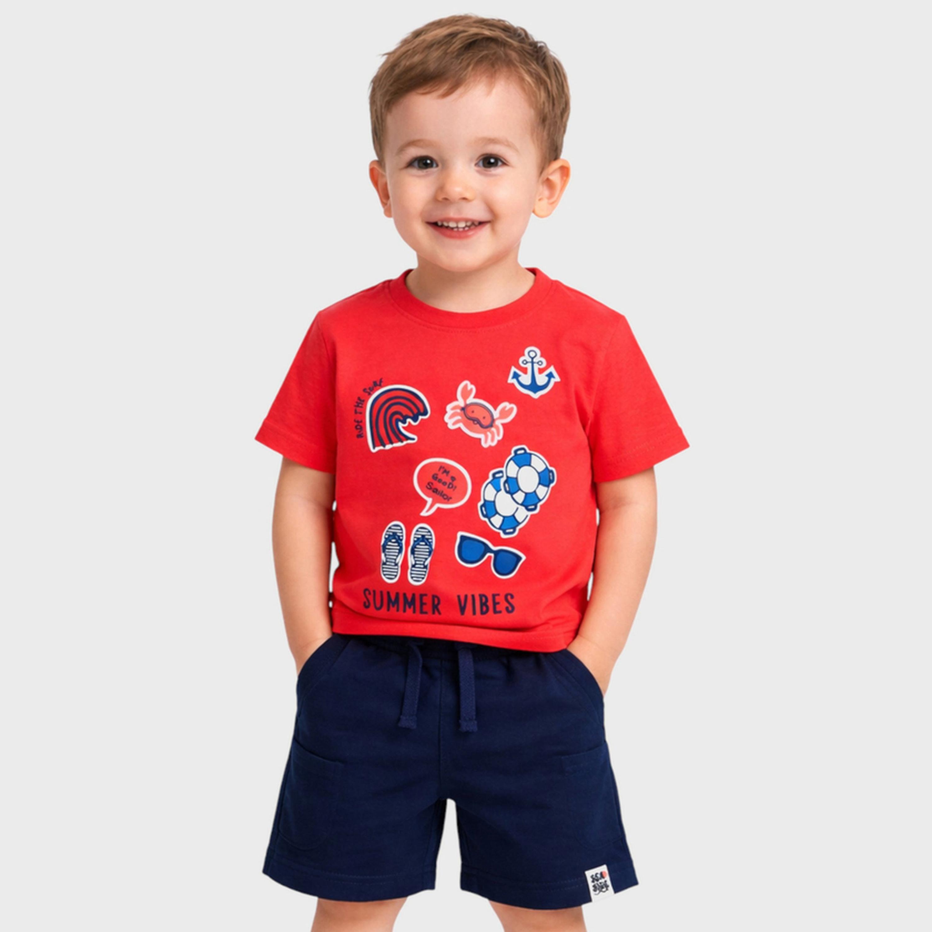 Victor and Jane X Styli Baby Boys Printed Round Neck T-Shirt and Shorts Set-boys-clothing-setsandcoords-image-1