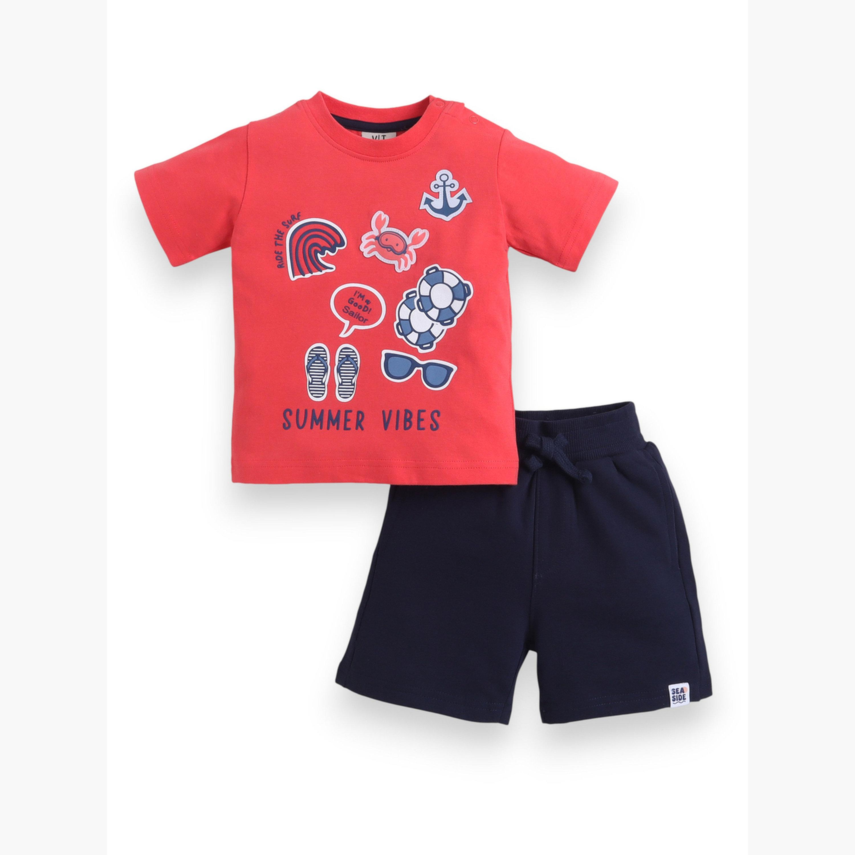 Victor and Jane X Styli Baby Boys Printed Round Neck T-Shirt and Shorts Set-boys-clothing-setsandcoords-image-4