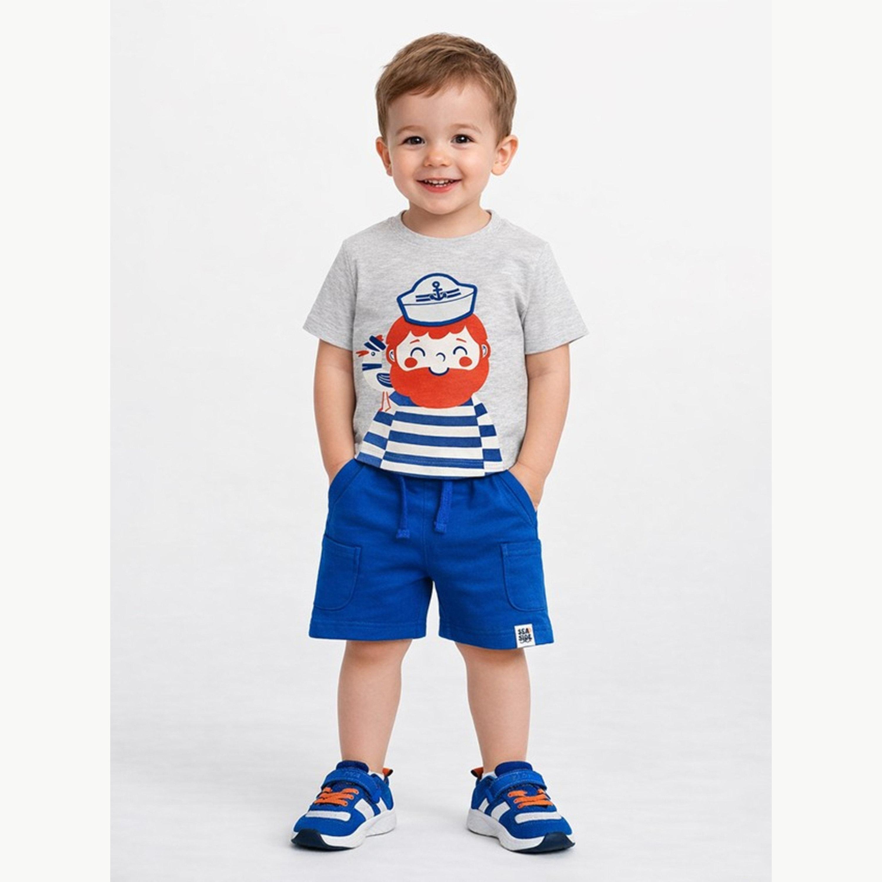 Victor and Jane X Styli Baby Boys Sailor Print T-Shirt and Shorts Set-boys-clothing-setsandcoords-image-2