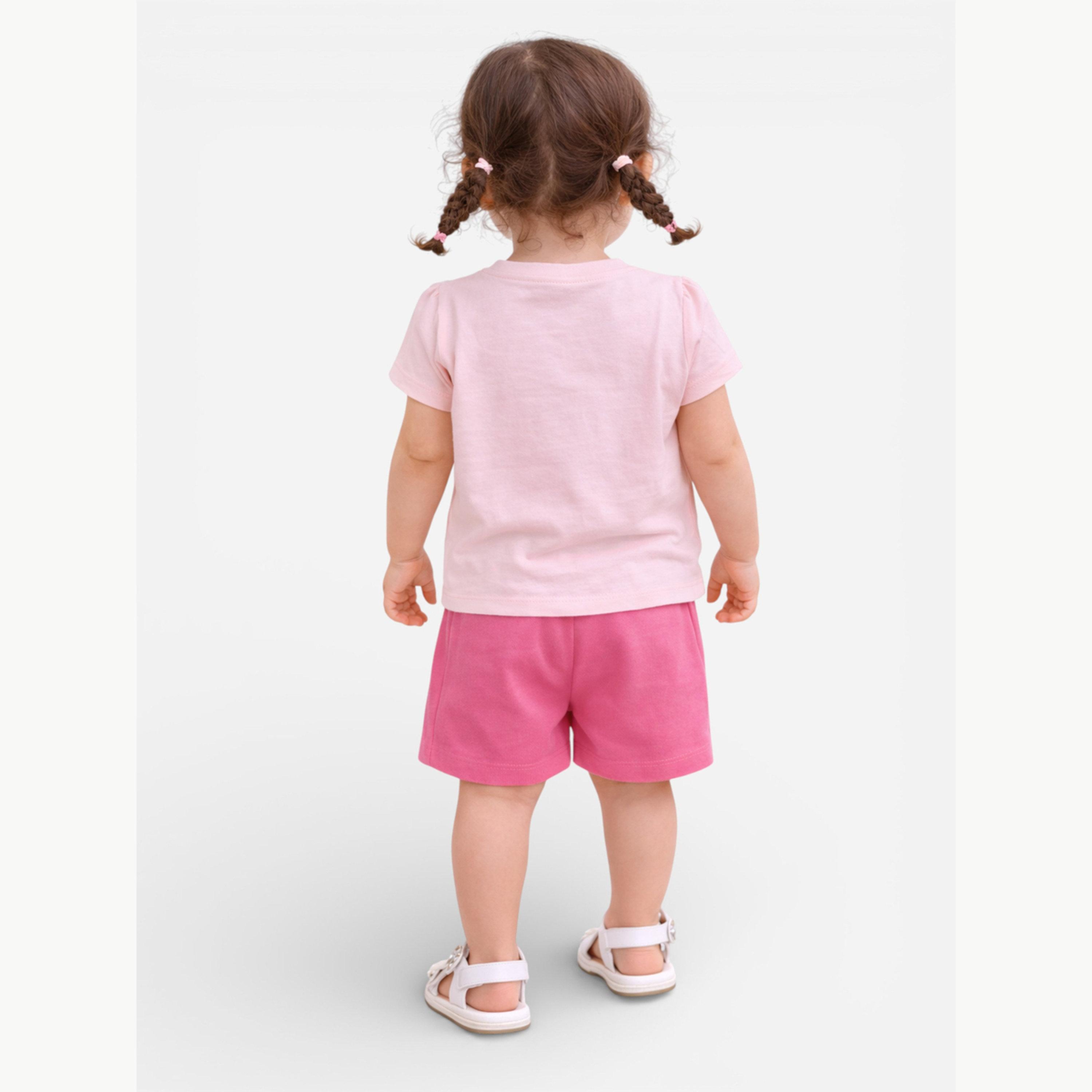 مجموعة من شورت وتيشيرت بطبعة زهور للبنات الرضع-girls-clothing-setsandcoords-image-3