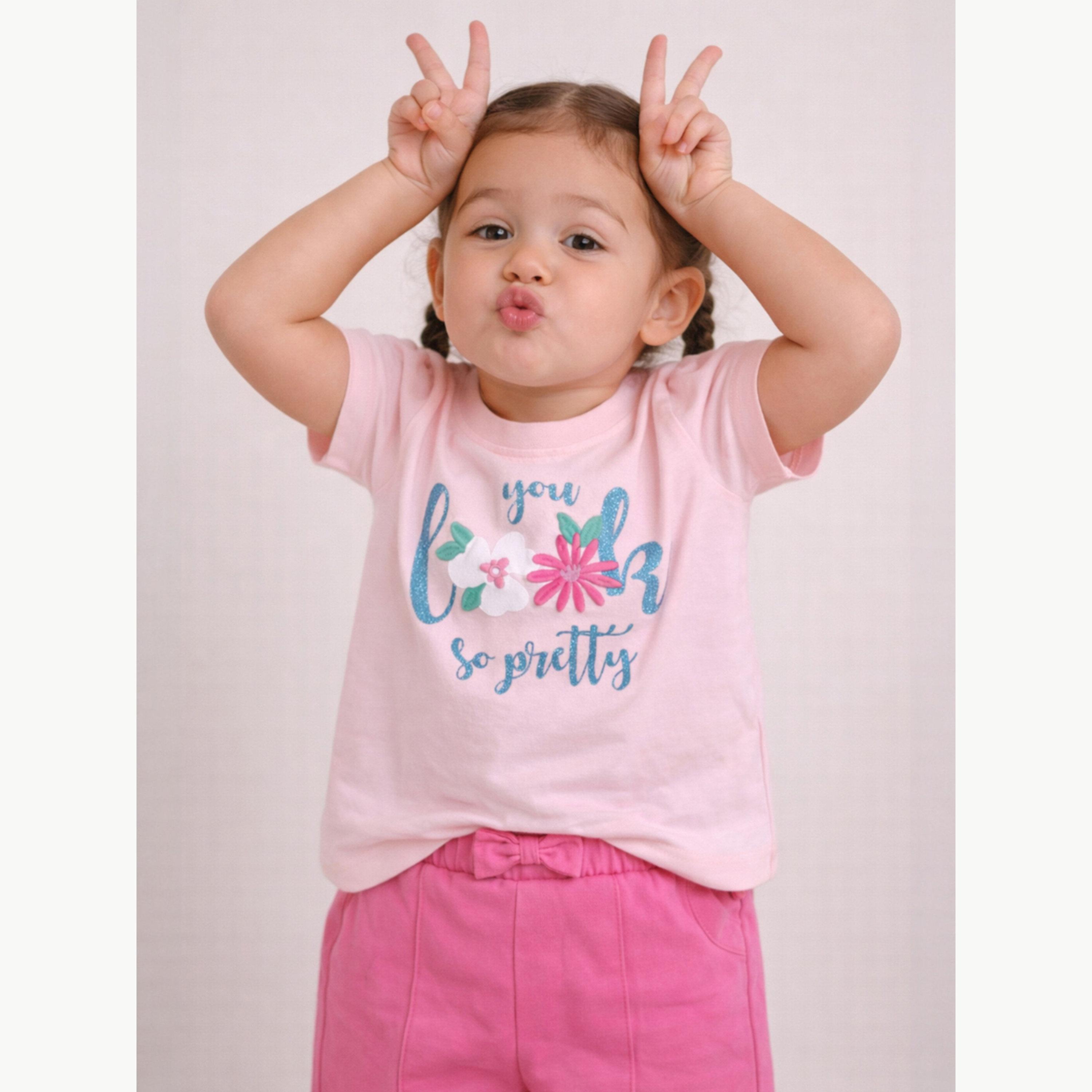 مجموعة من شورت وتيشيرت بطبعة زهور للبنات الرضع-girls-clothing-setsandcoords-image-5