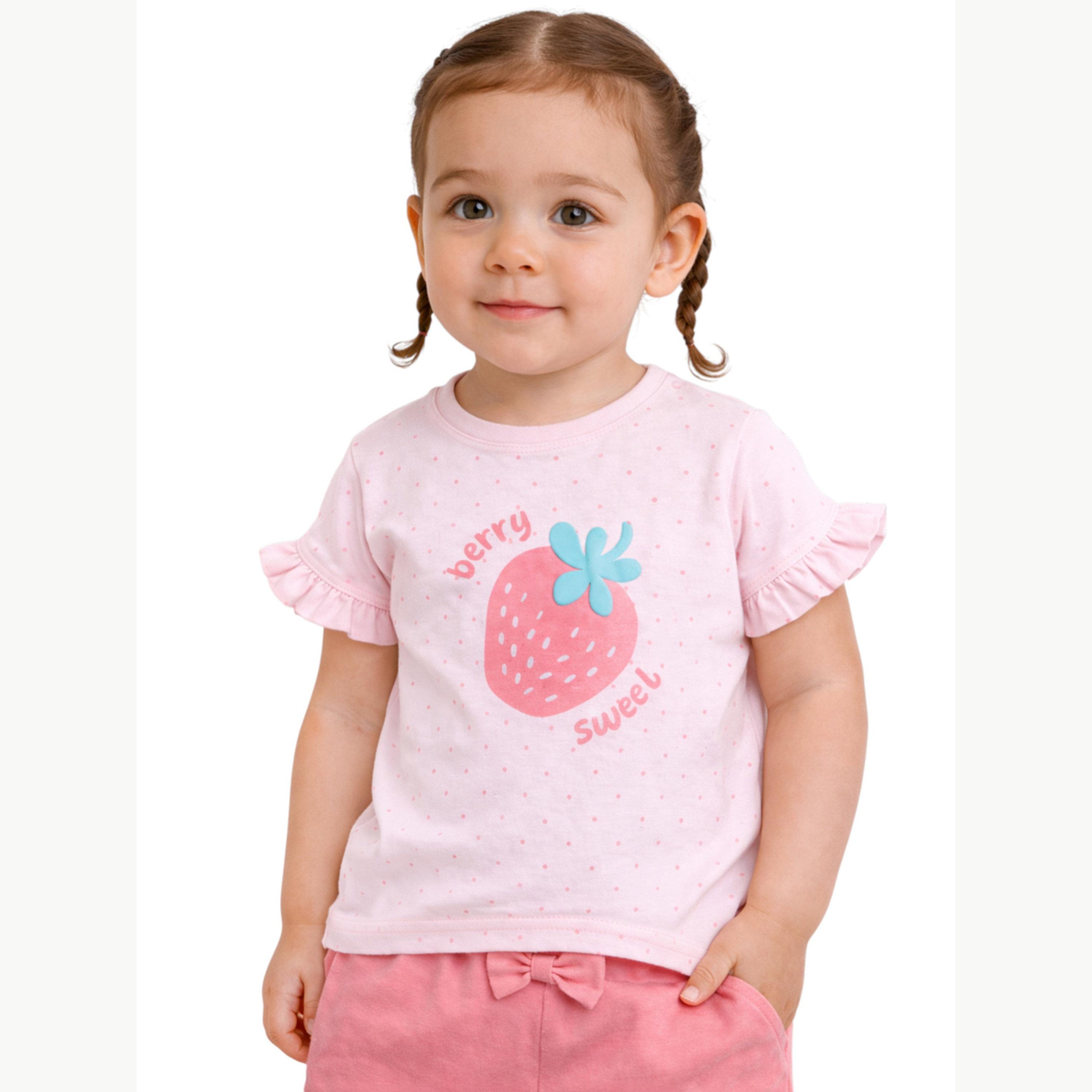 مجموعة من شورت بكشكش وبلوزة بطبعة الفراولة للبنات الرضع-girls-clothing-setsandcoords-image-5