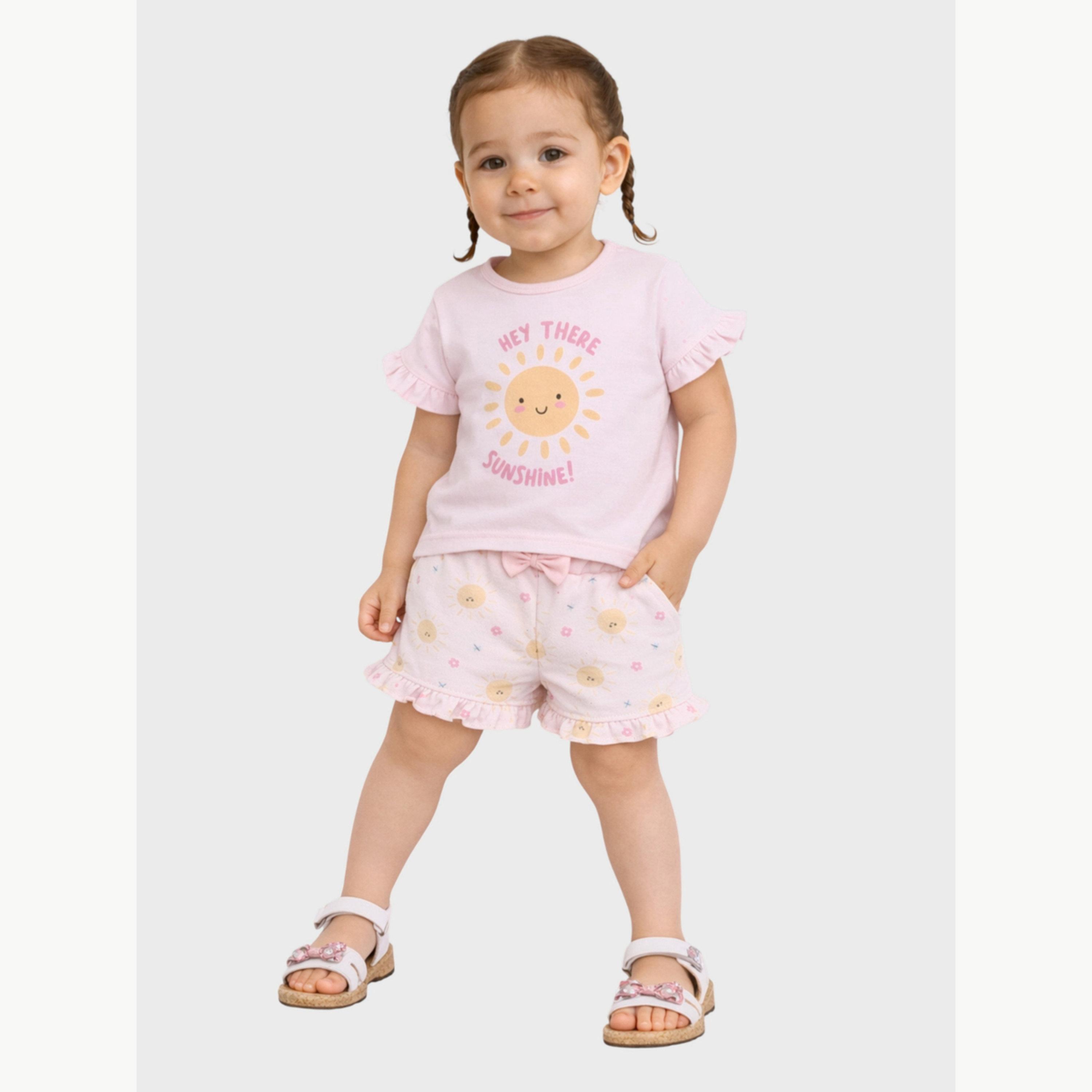 مجموعة من شورت بكشكش وتيشيرت بطبعة أشعة الشمس للبنات الرضع-girls-clothing-setsandcoords-image-2