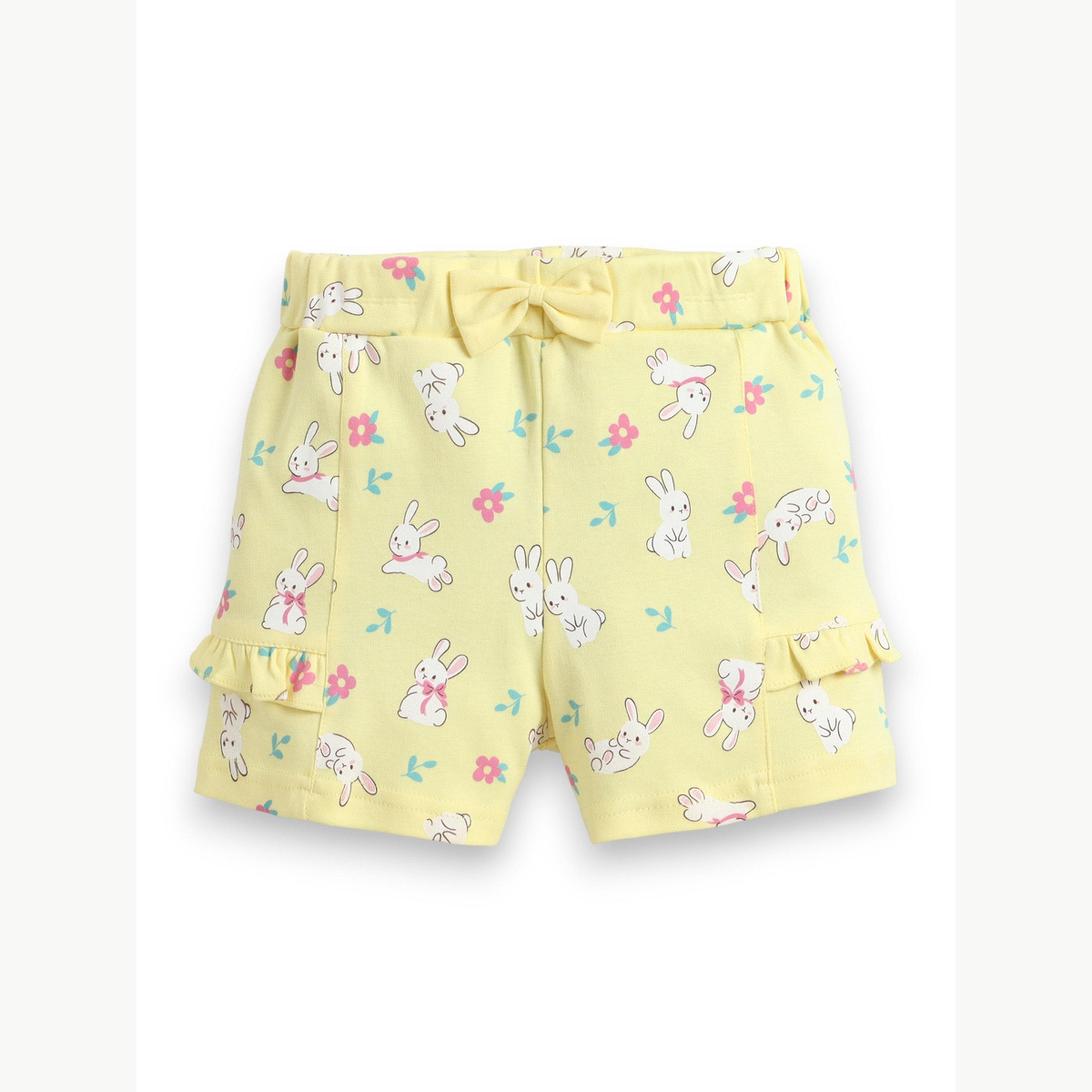 مجموعة من شورت بكشكش بنمط زهور وتيشيرت بطبعة جرافيك أرنب للبنات الرضع-girls-clothing-setsandcoords-image-5