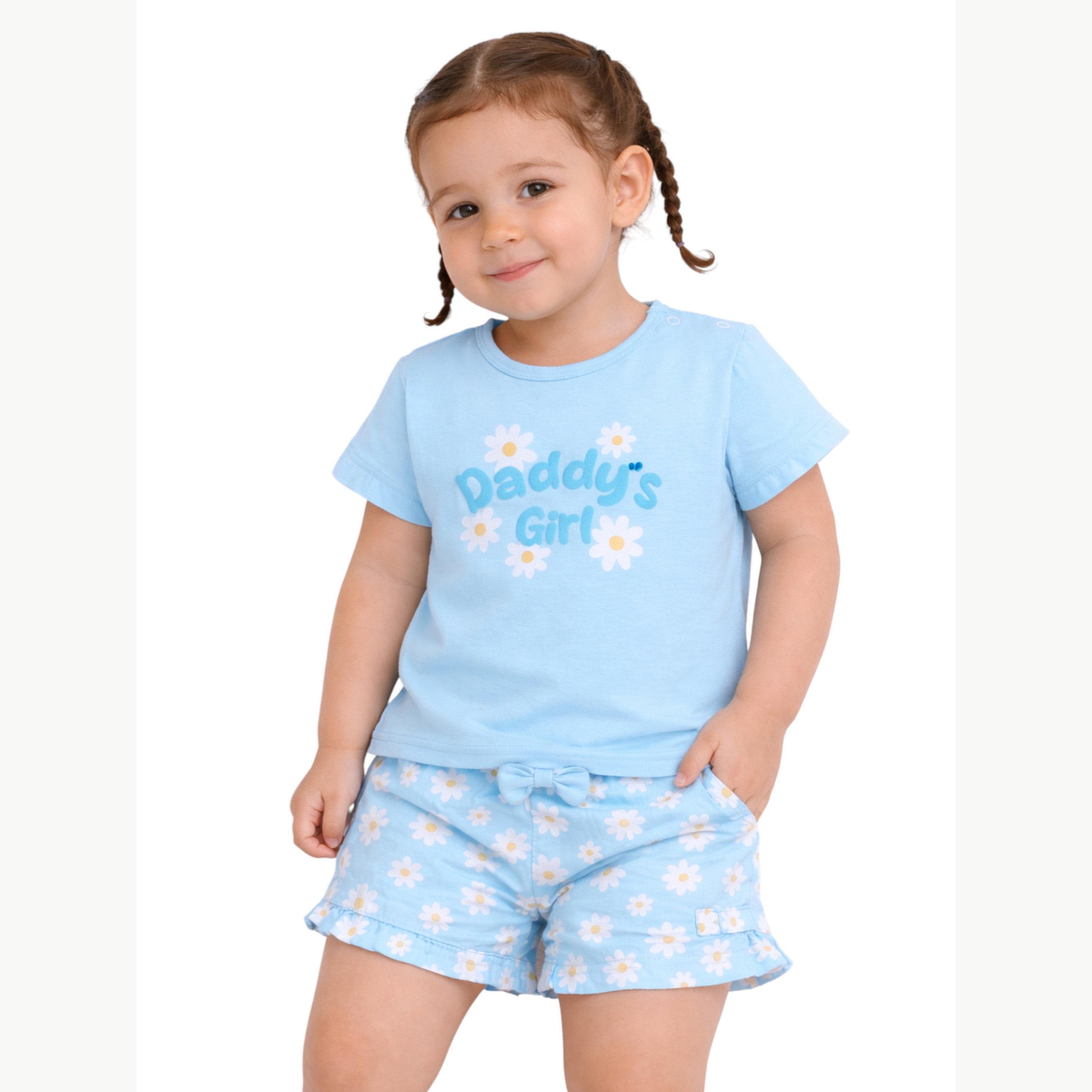 مجموعة من شورت بكشكش وتيشيرت مطبوع للبنات الرضع-girls-clothing-setsandcoords-image-1