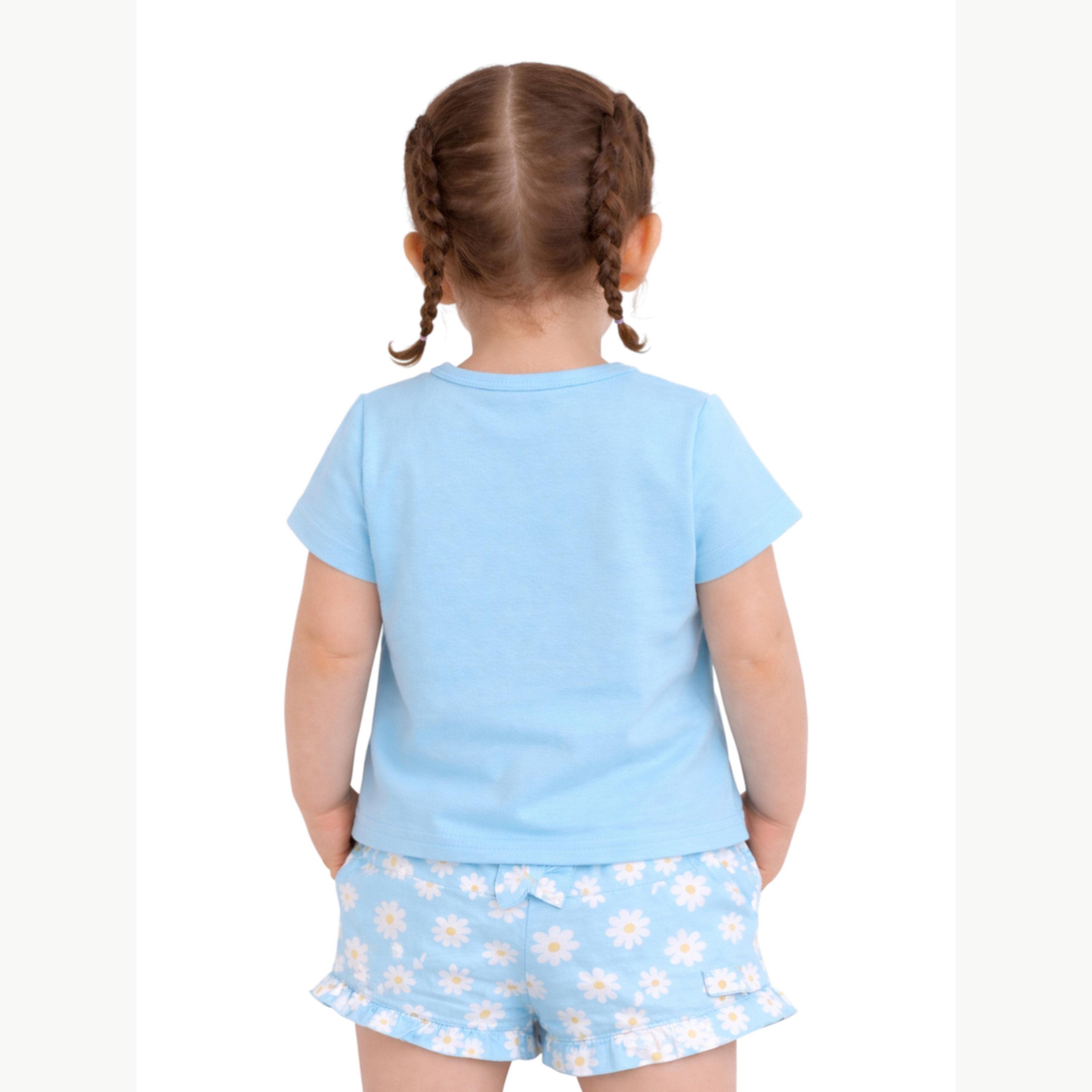 مجموعة من شورت بكشكش وتيشيرت مطبوع للبنات الرضع-girls-clothing-setsandcoords-image-3