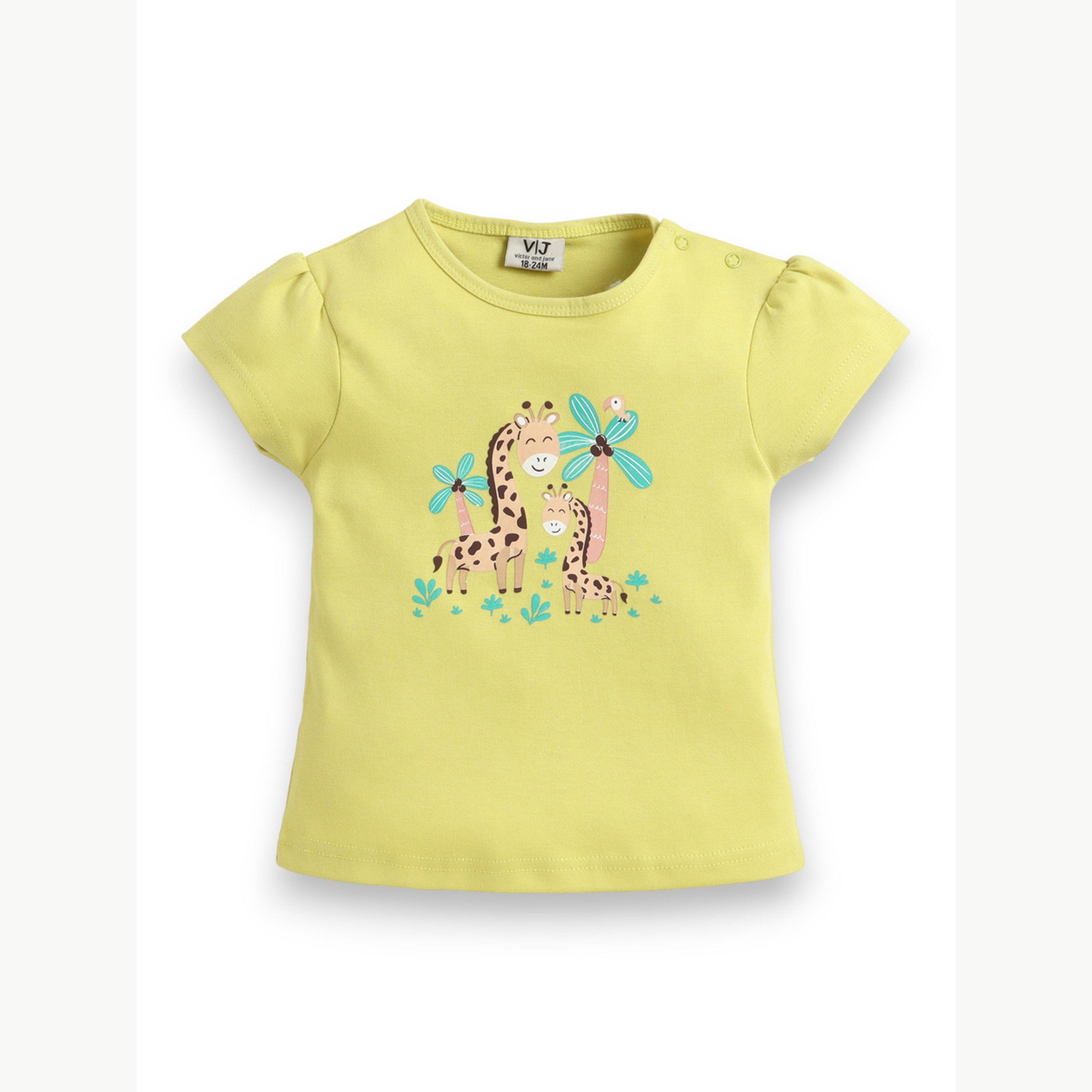 مجموعة من شورت وتيشيرت بطبعة زرافة للبنات الرضع-girls-clothing-setsandcoords-image-3