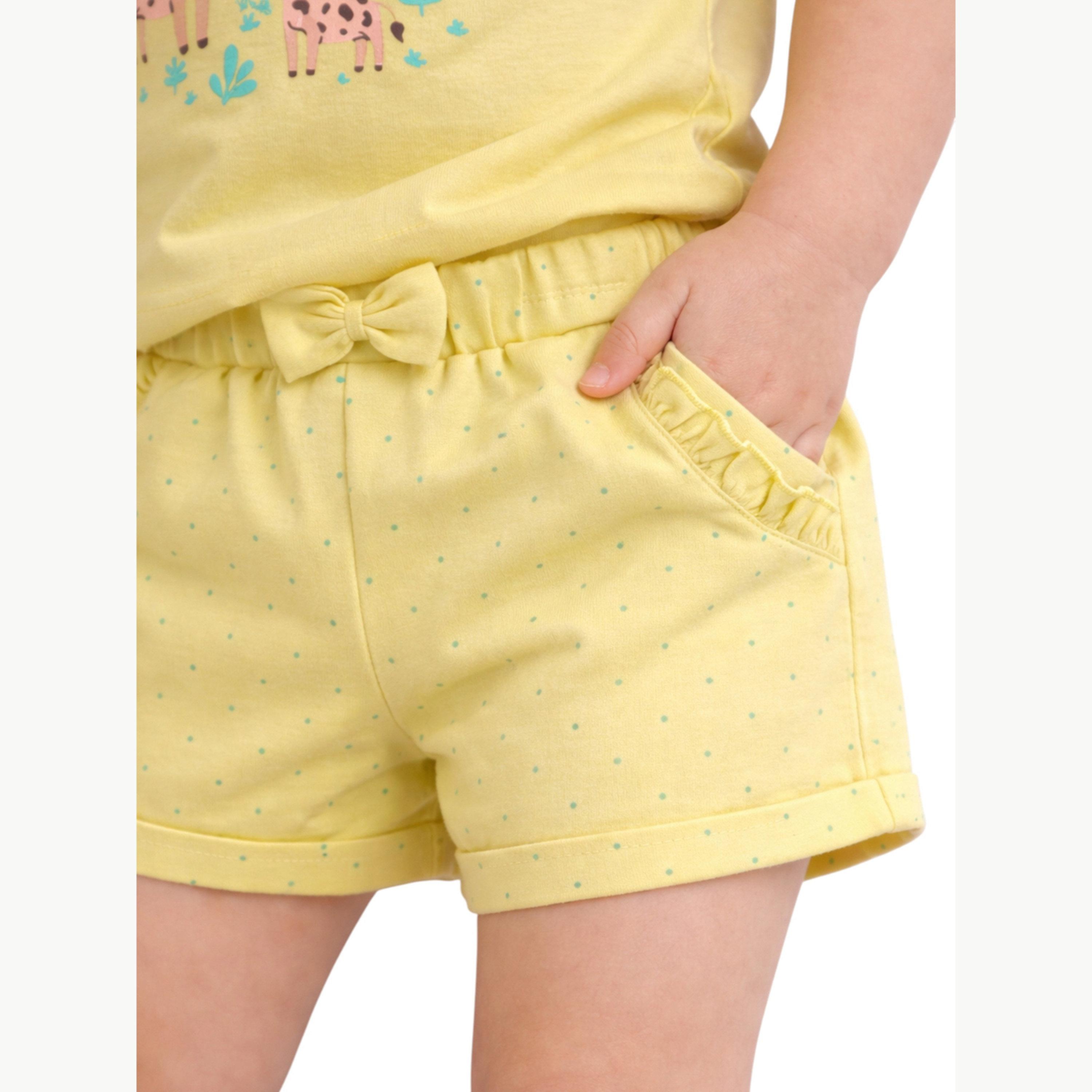 مجموعة من شورت وتيشيرت بطبعة زرافة للبنات الرضع-girls-clothing-setsandcoords-image-5