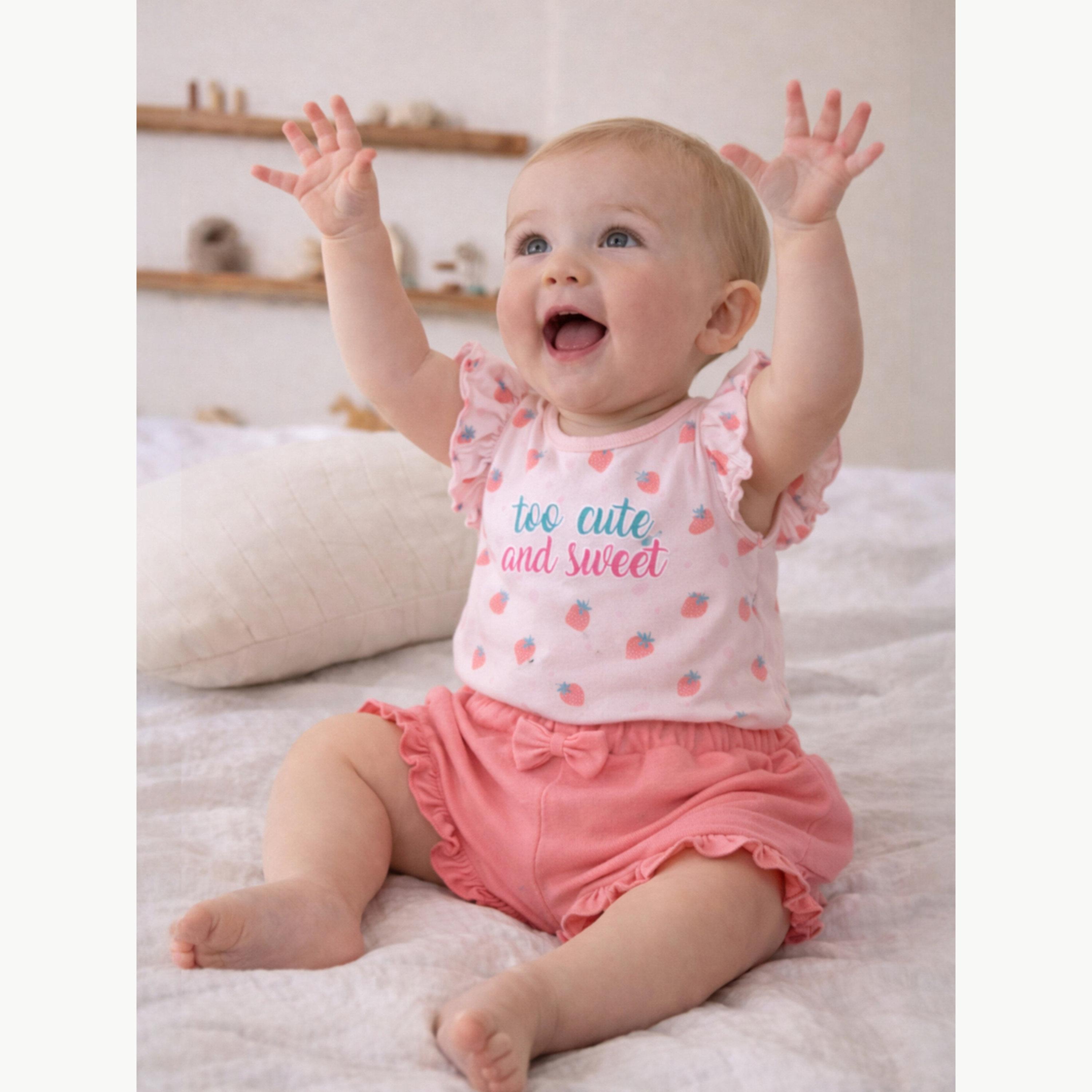 Victor and Jane X Styli Baby Girls Ruffle Sleeve Printed T-Shirt and Shorts Set-girls-clothing-setsandcoords-image-5
