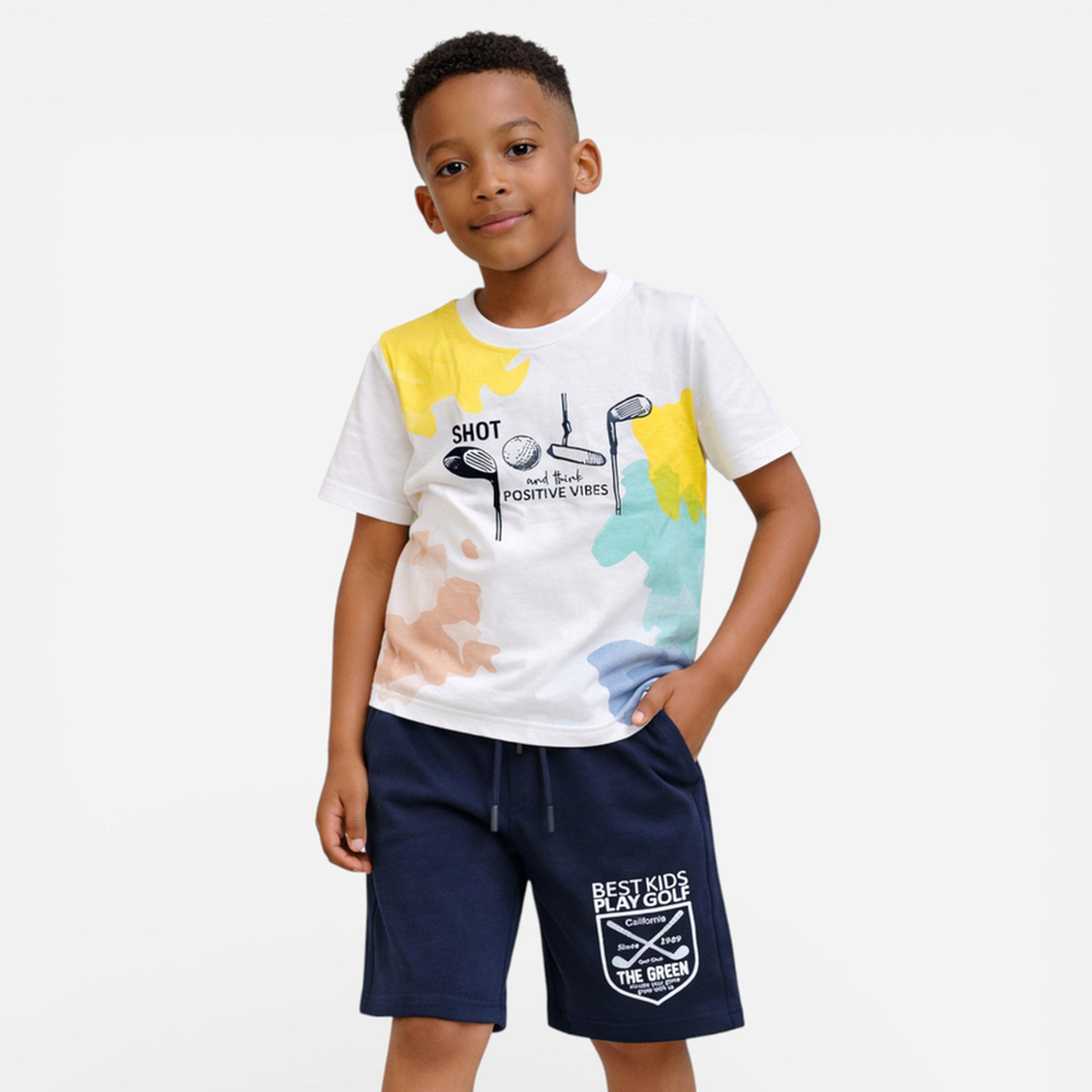 مجموعة من شورت وتيشيرت قطن مطبوع للأولاد-boys-clothing-setsandcoords-image-1