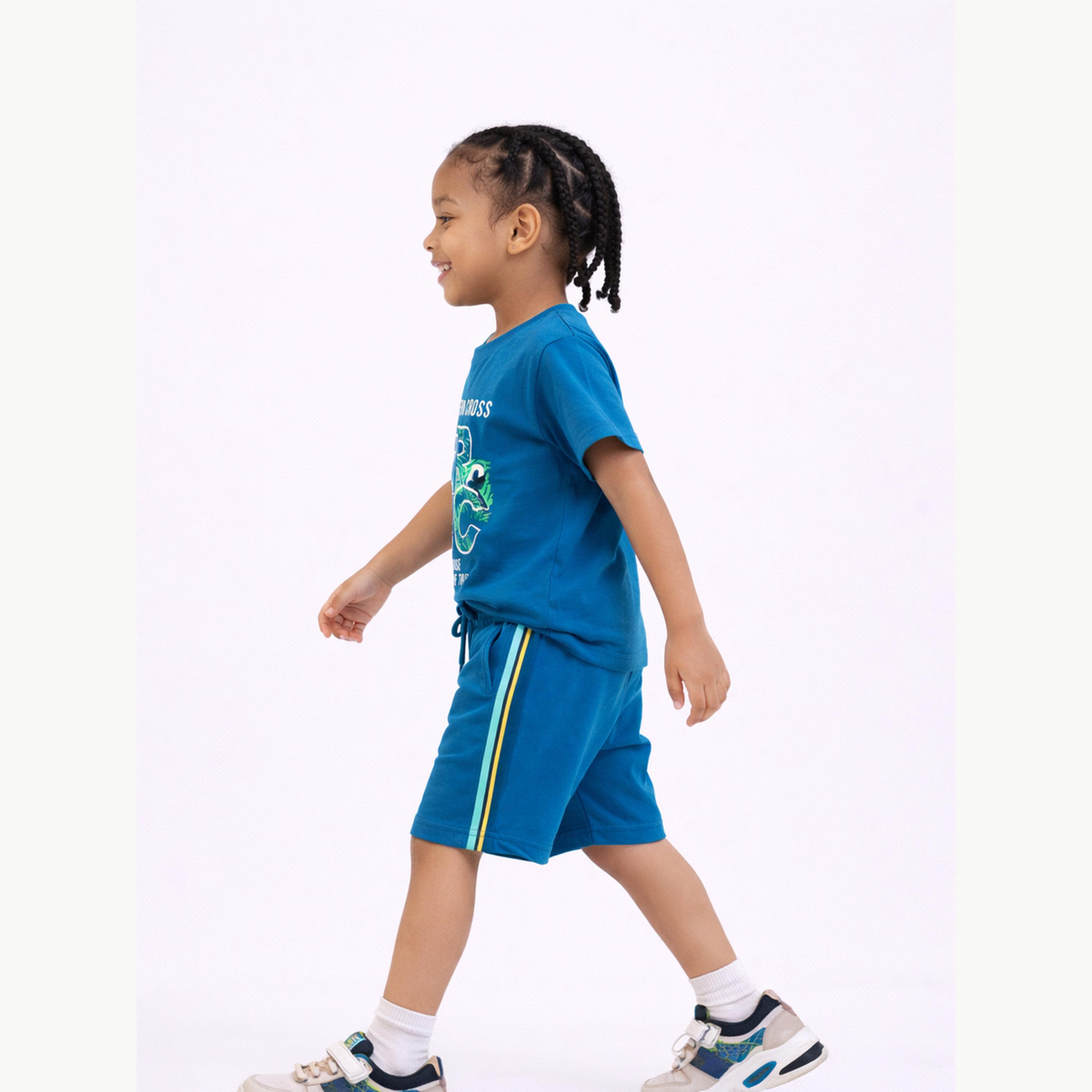مجموعة من شورت وتيشيرت قطن بطبعة جرافيك للأولاد-boys-clothing-setsandcoords-image-4