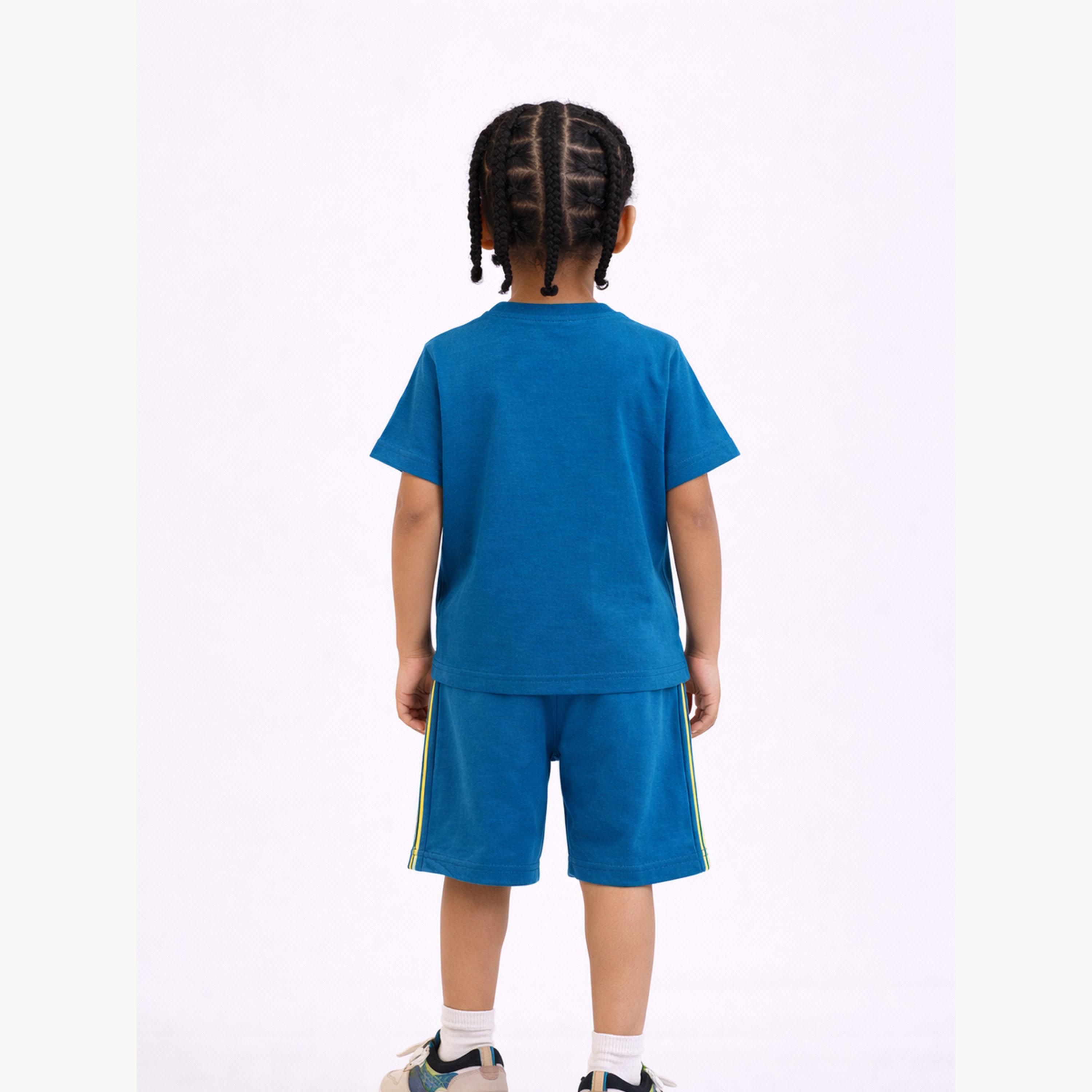 مجموعة من شورت وتيشيرت قطن بطبعة جرافيك للأولاد-boys-clothing-setsandcoords-image-5
