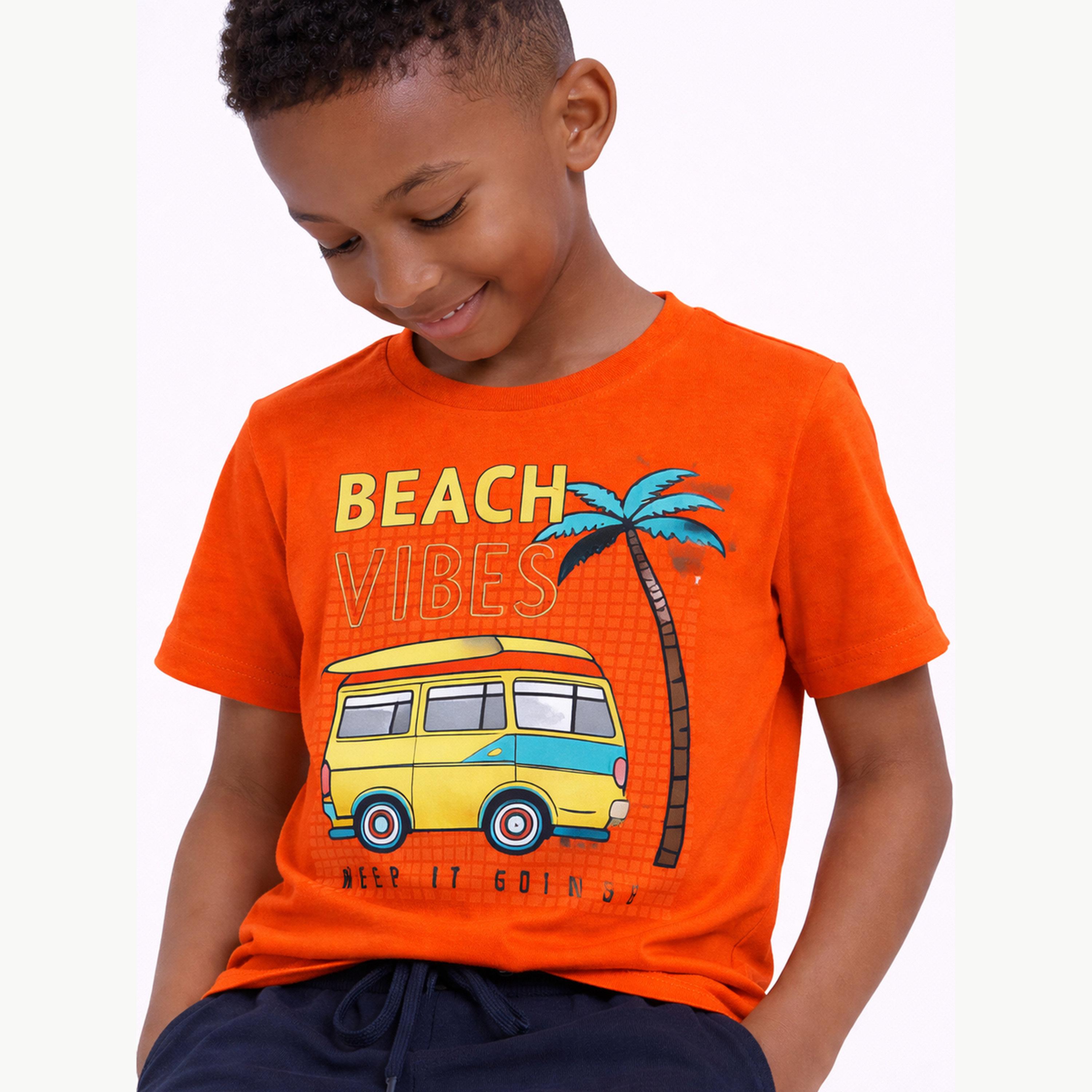 مجموعة من شورت وتيشيرت قطن بطبعة جرافيك للأولاد-boys-clothing-setsandcoords-image-5