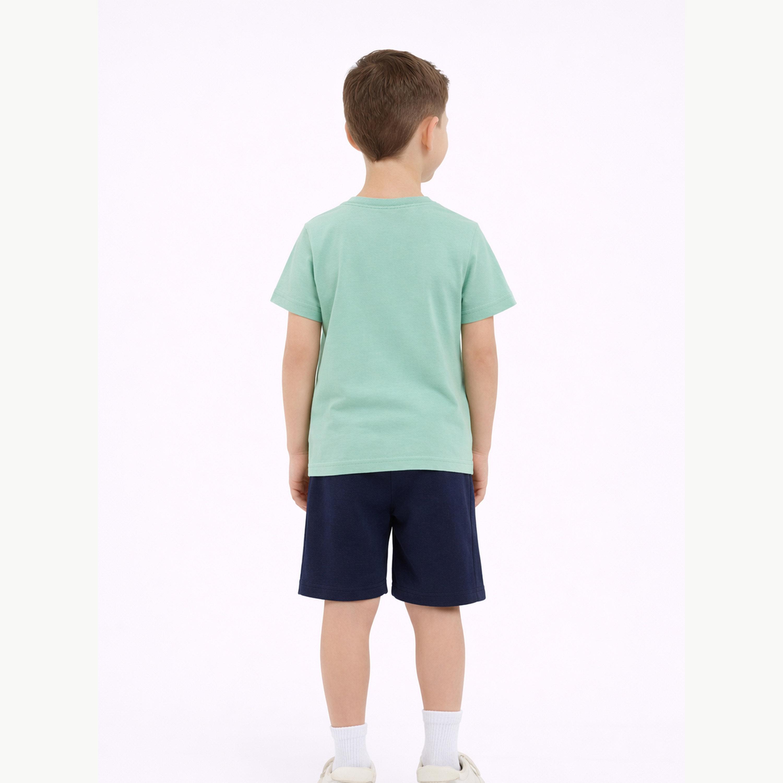 مجموعة من شورت وتيشيرت قطن بطبعة جرافيك للأولاد-boys-clothing-setsandcoords-image-4