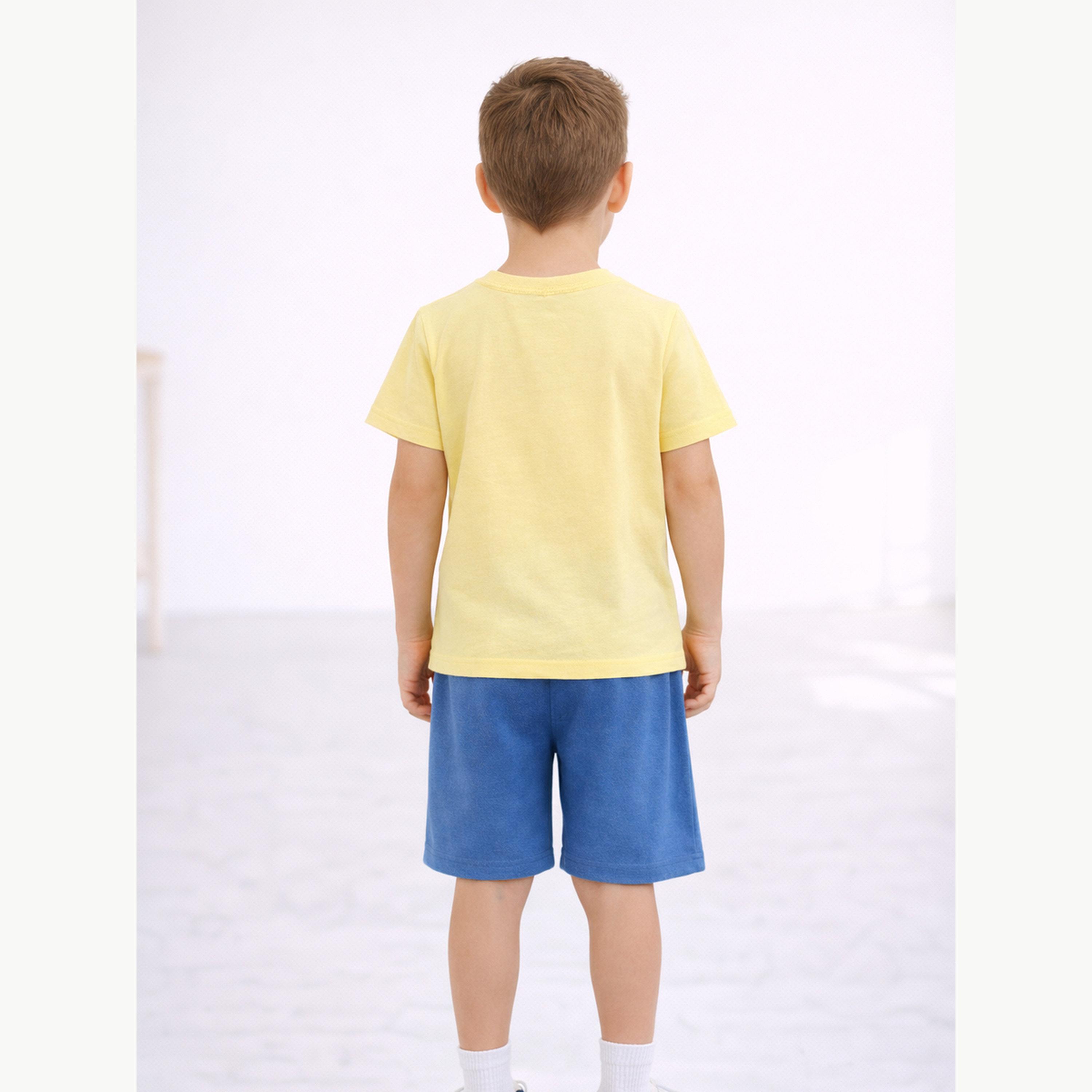 مجموعة من شورت وتيشيرت قطن بطبعة جرافيك للأولاد-boys-clothing-setsandcoords-image-5