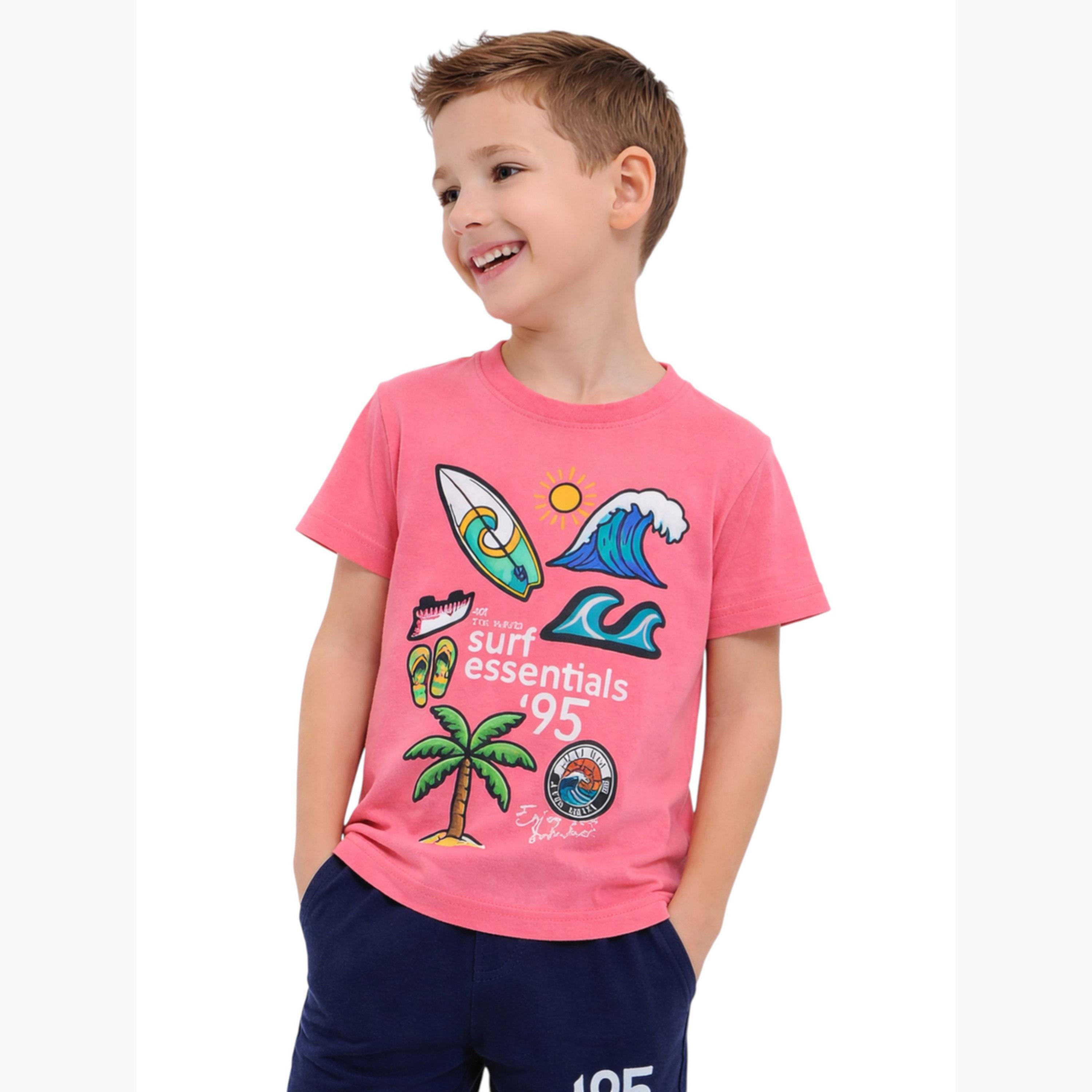 مجموعة من شورت وتيشيرت بطبعة جرافيك-boys-clothing-setsandcoords-image-2