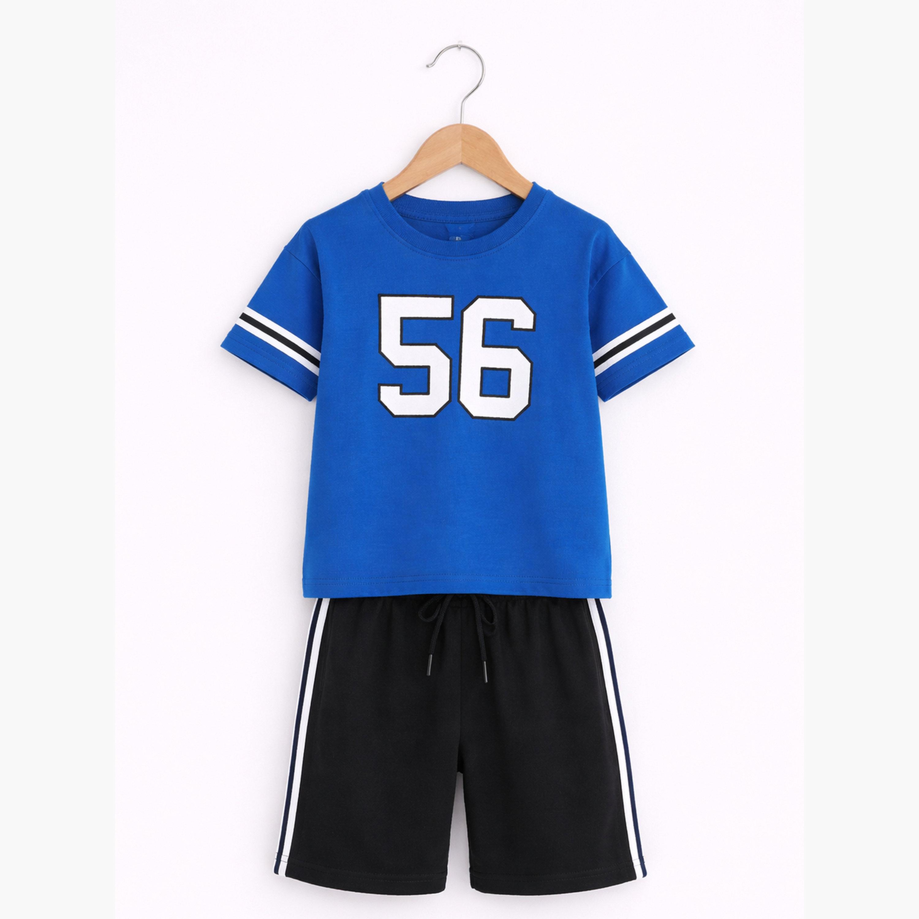 مجموعة من شورت وتيشيرت بطبعة جرافيك-boys-clothing-setsandcoords-image-6
