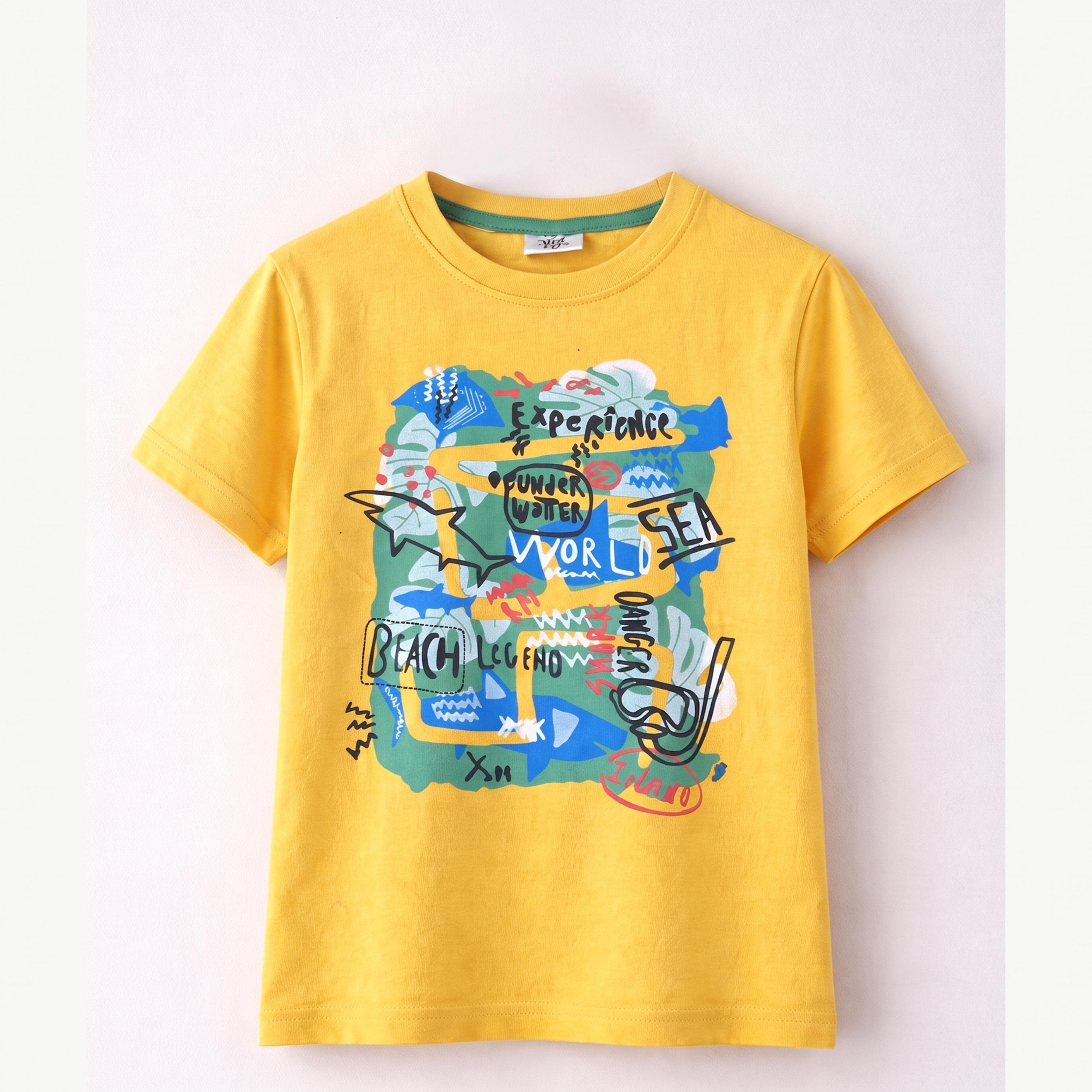 مجموعة من شورت وتيشيرت قطن بطبعة جرافيك للأولاد-boys-clothing-setsandcoords-image-5