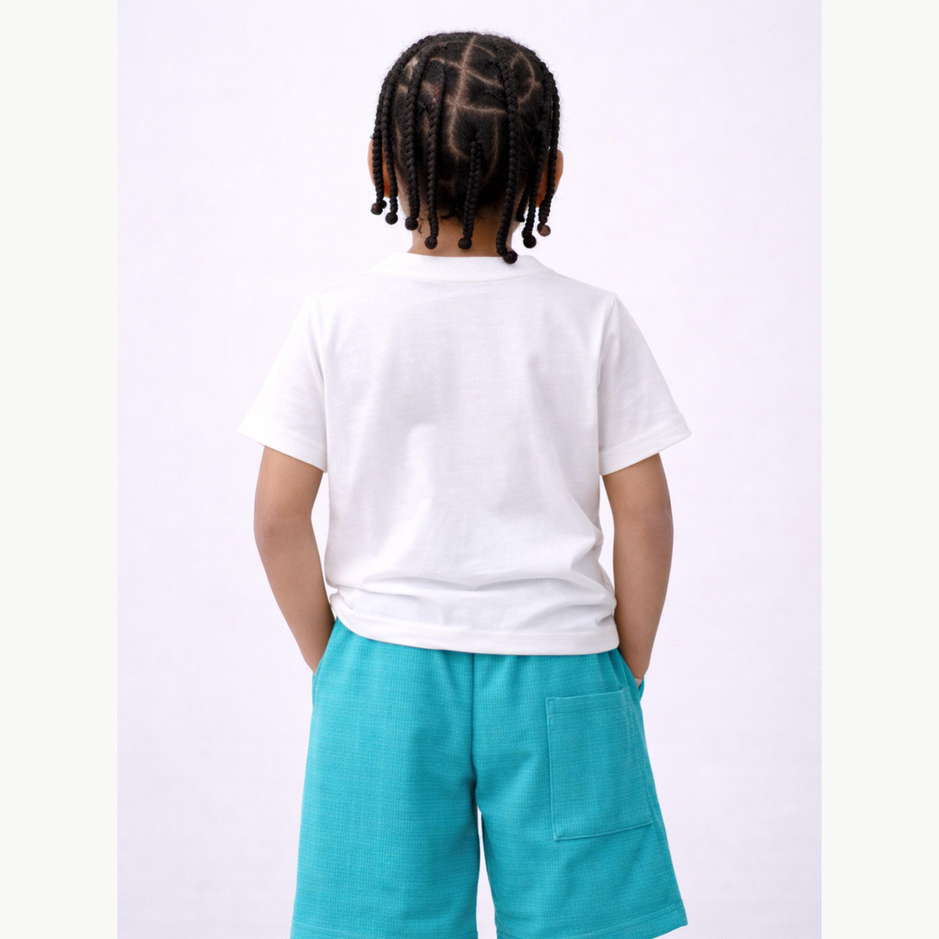 مجموعة من شورت بتفاصيل بارزة الملمس وتيشيرت بطبعة كتابة للأولاد-boys-clothing-setsandcoords-image-5