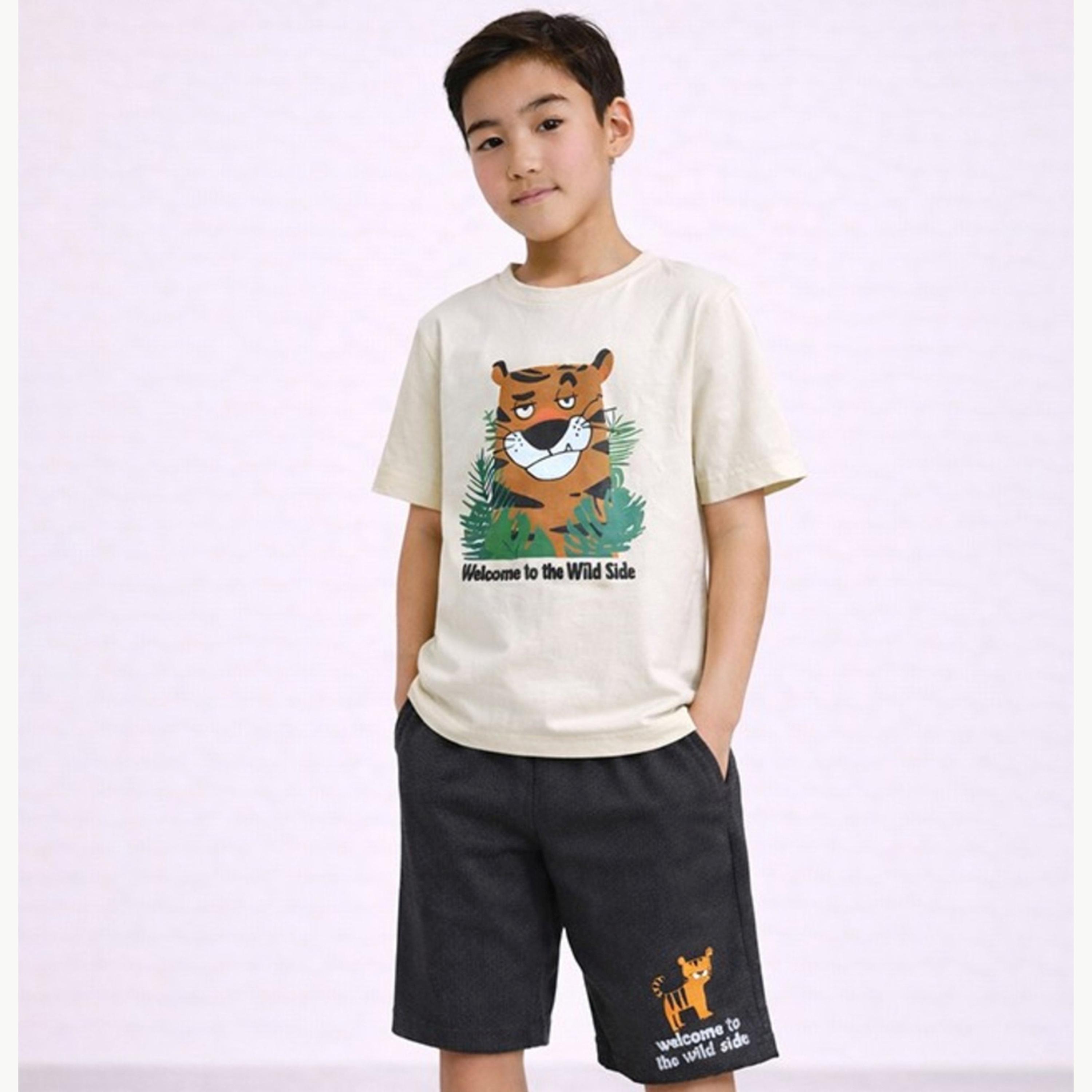 Victor and Jane X Styli Boys Tiger Graphic T-Shirt and Shorts Set-boys-clothing-setsandcoords-image-1