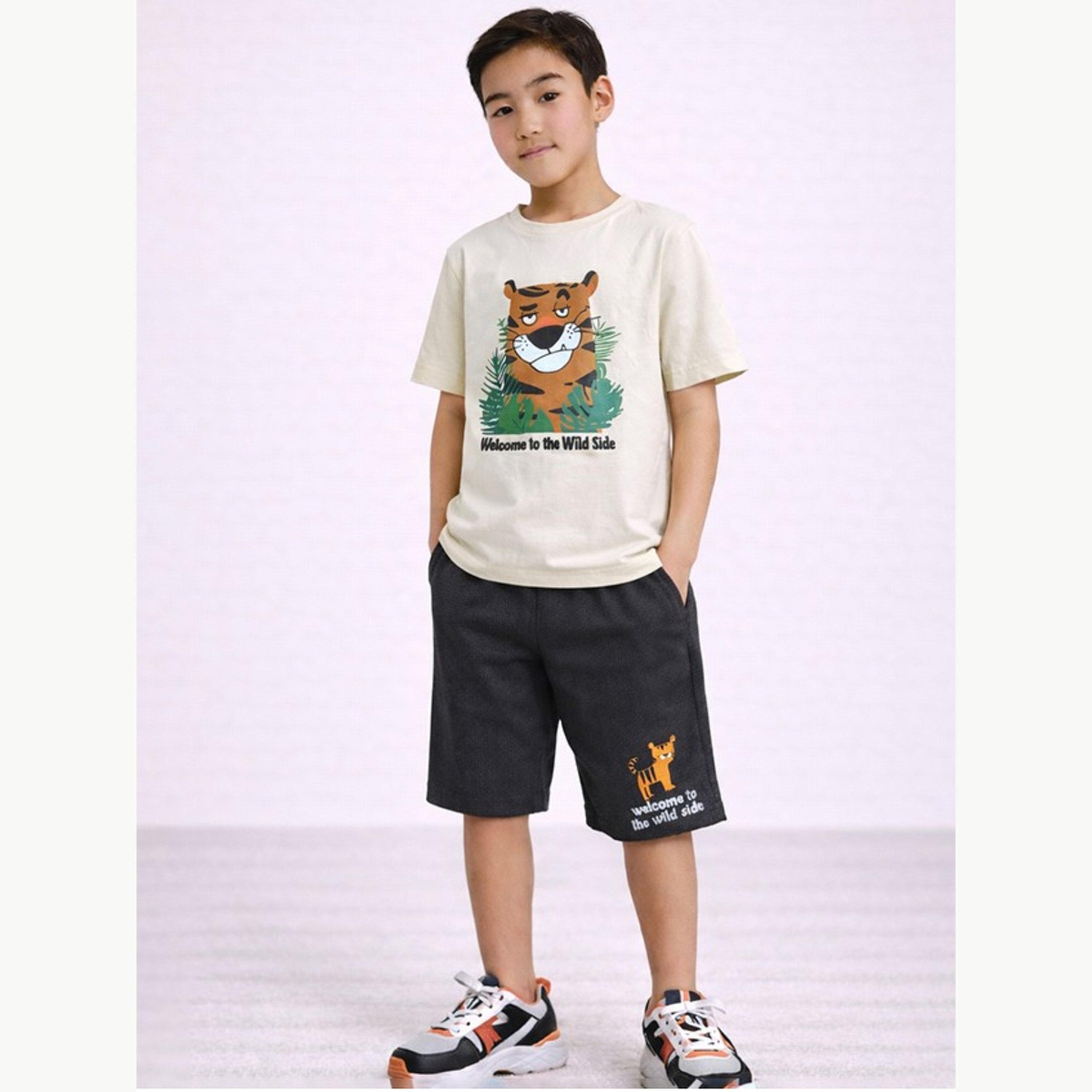Victor and Jane X Styli Boys Tiger Graphic T-Shirt and Shorts Set-boys-clothing-setsandcoords-image-2