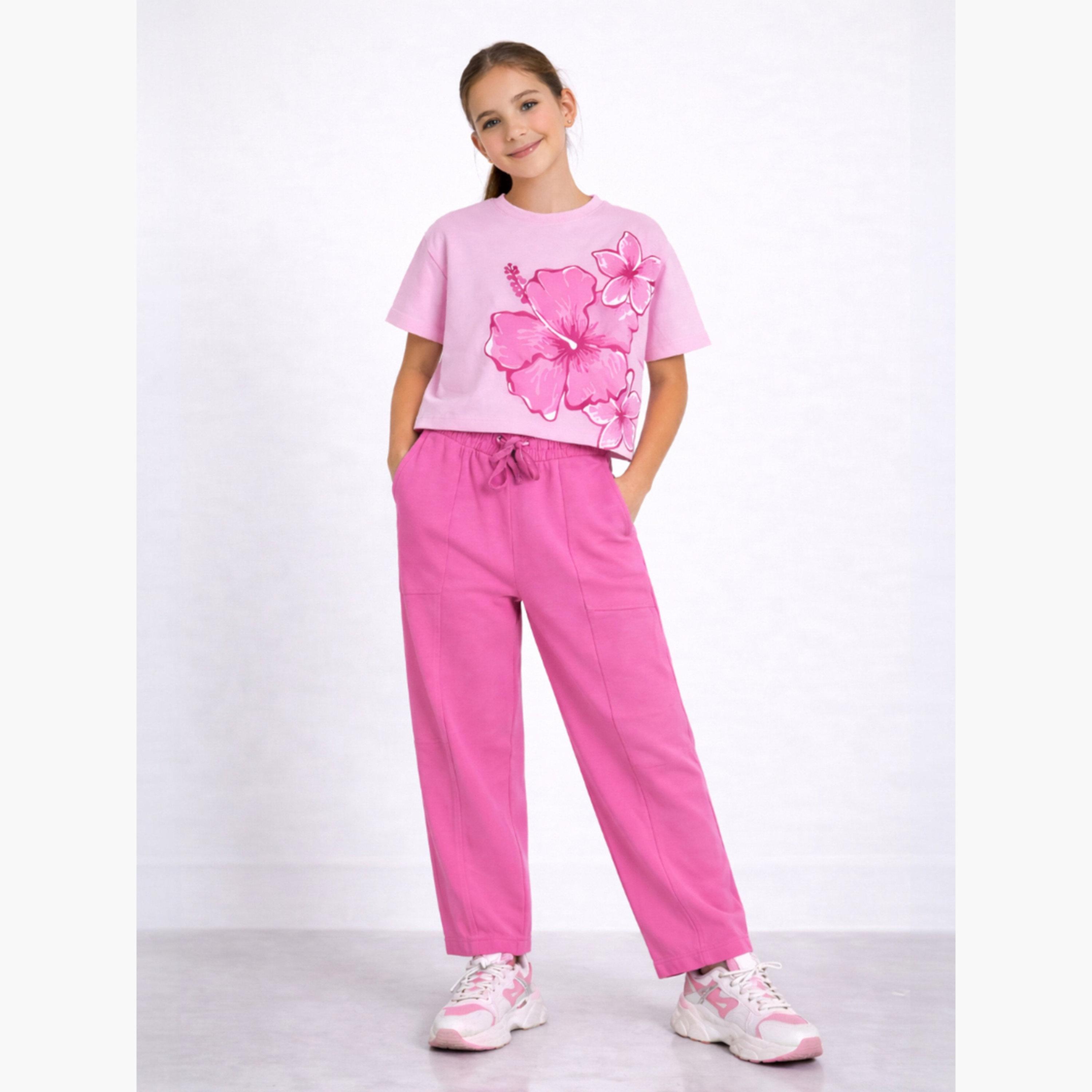 مجموعة من بنطال وتيشيرت بقصة بوكسي ونقشة زهور-girls-clothing-setsandcoords-image-1
