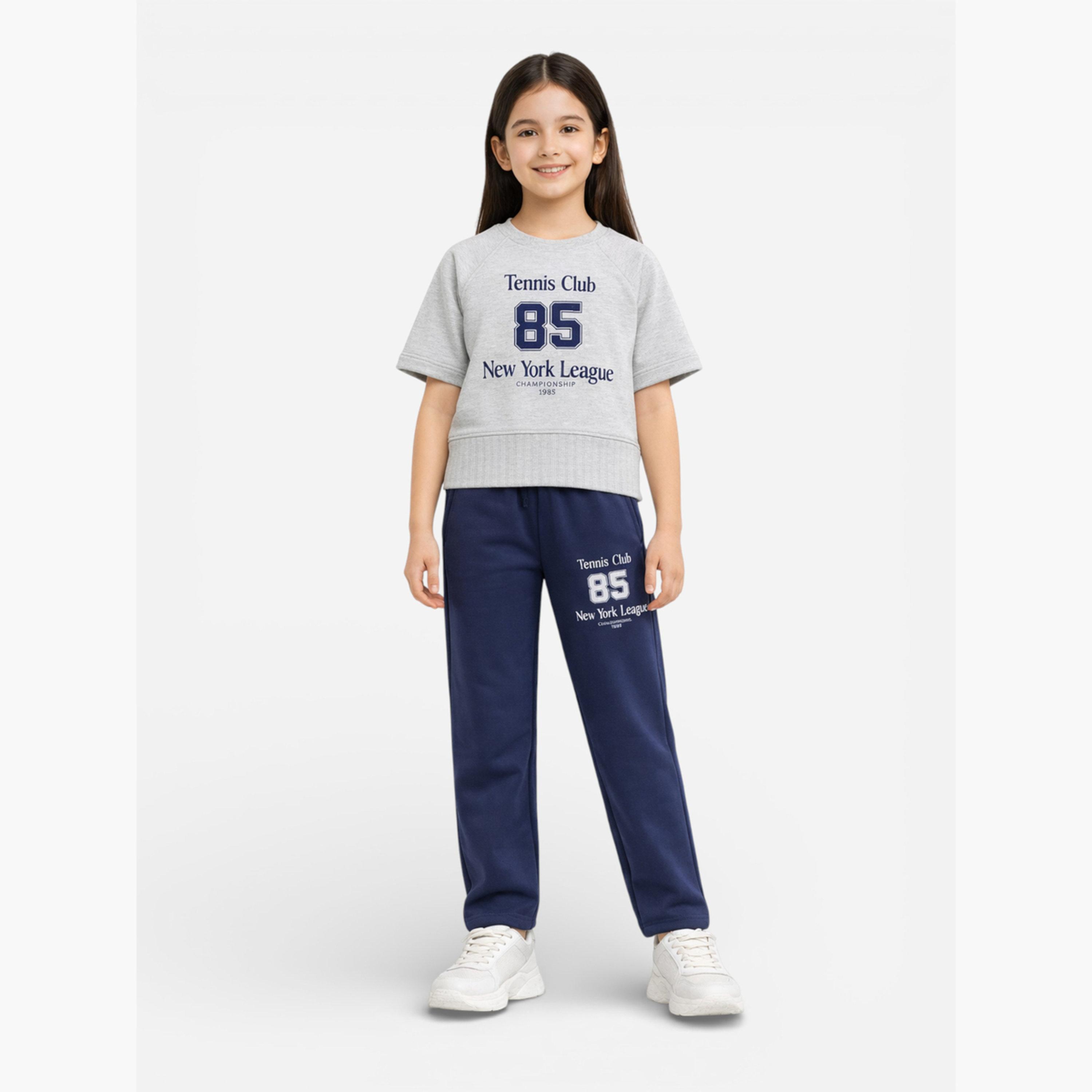 مجموعة من بنطال وتيشيرت بطبعة كتابة-girls-clothing-setsandcoords-image-1
