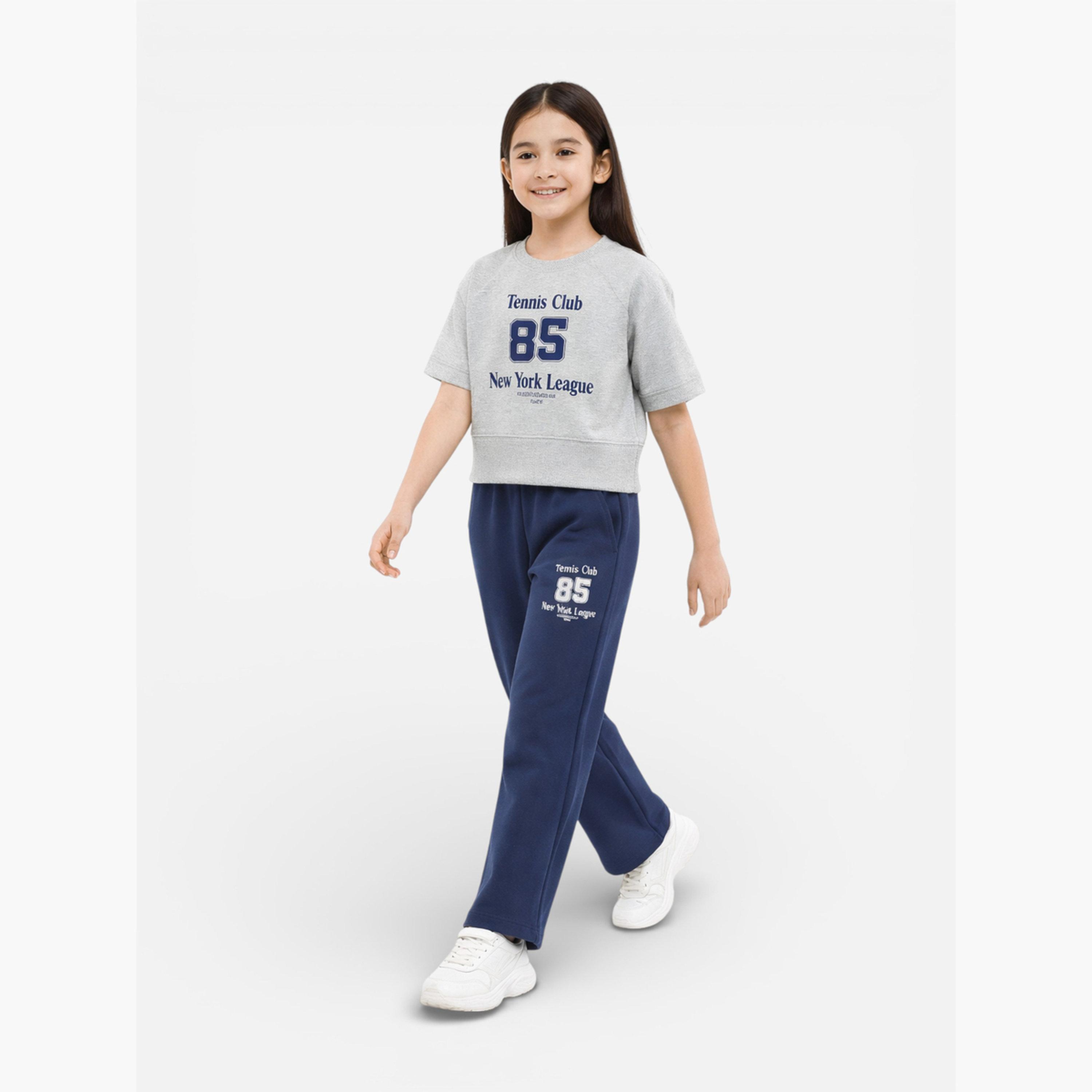 مجموعة من بنطال وتيشيرت بطبعة كتابة-girls-clothing-setsandcoords-image-2