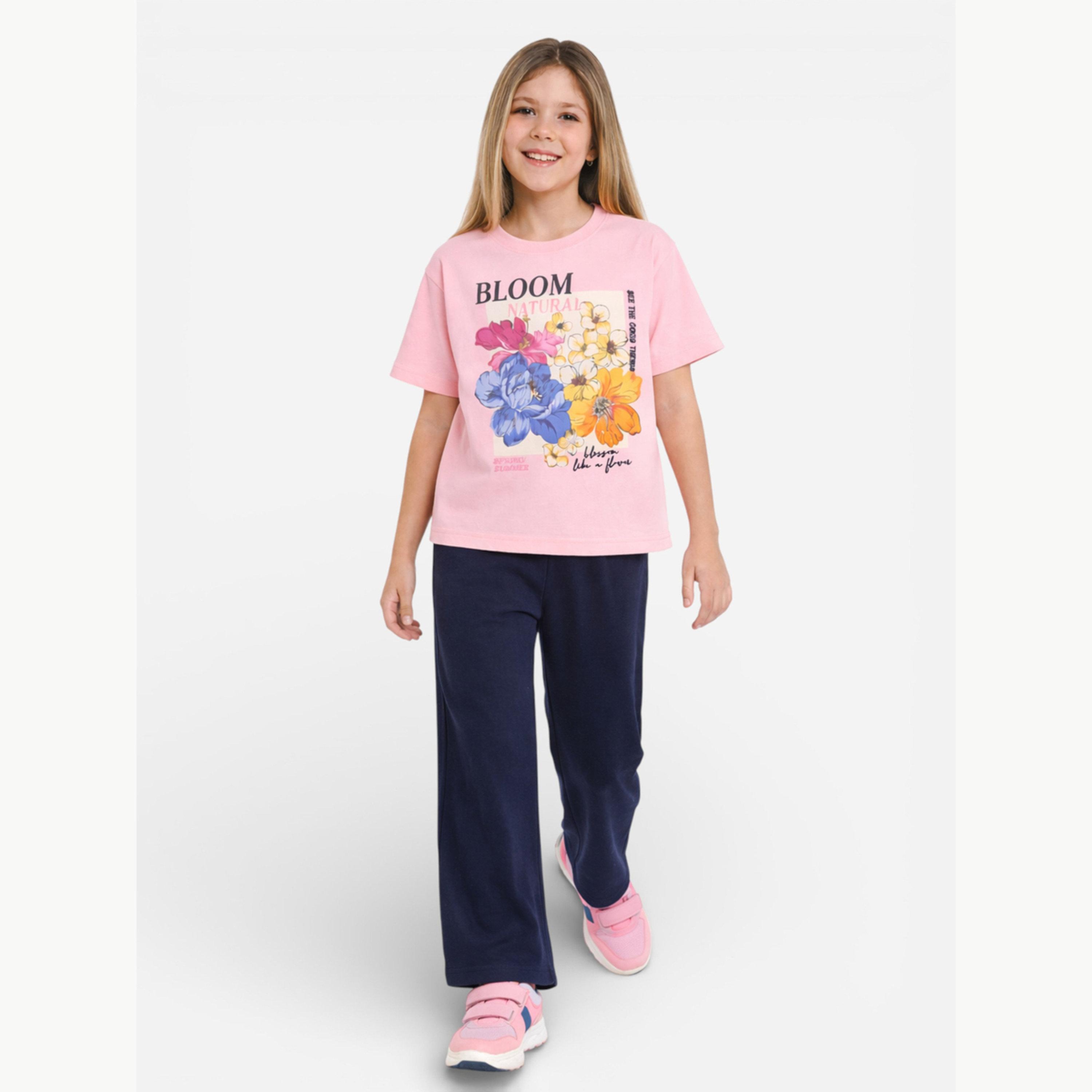 مجموعة من بنطال وتيشيرت بطبعة زهور للبنات-girls-clothing-setsandcoords-image-1