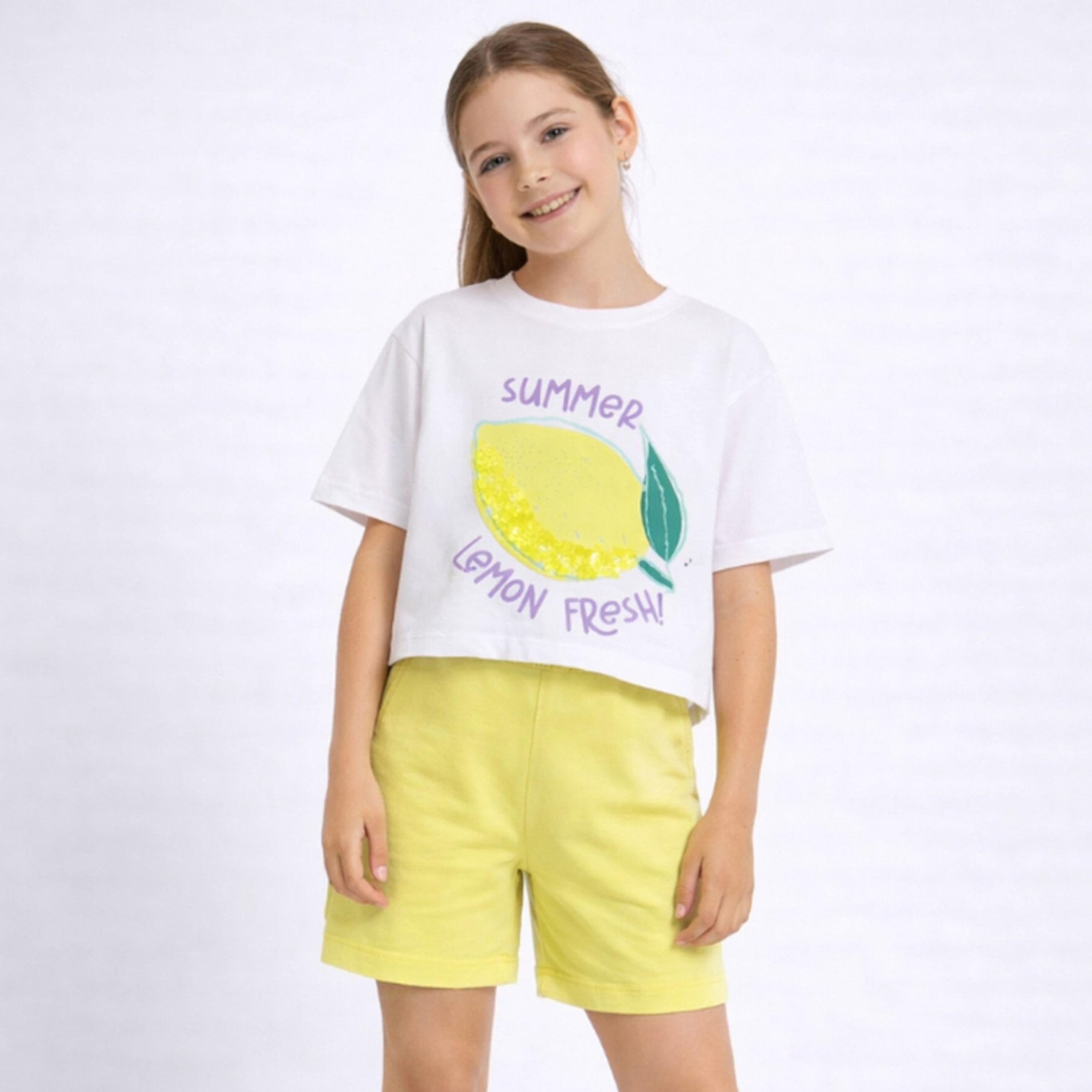 مجموعة من شورت وتيشيرت بترتر وطبعة-girls-clothing-setsandcoords-image-1