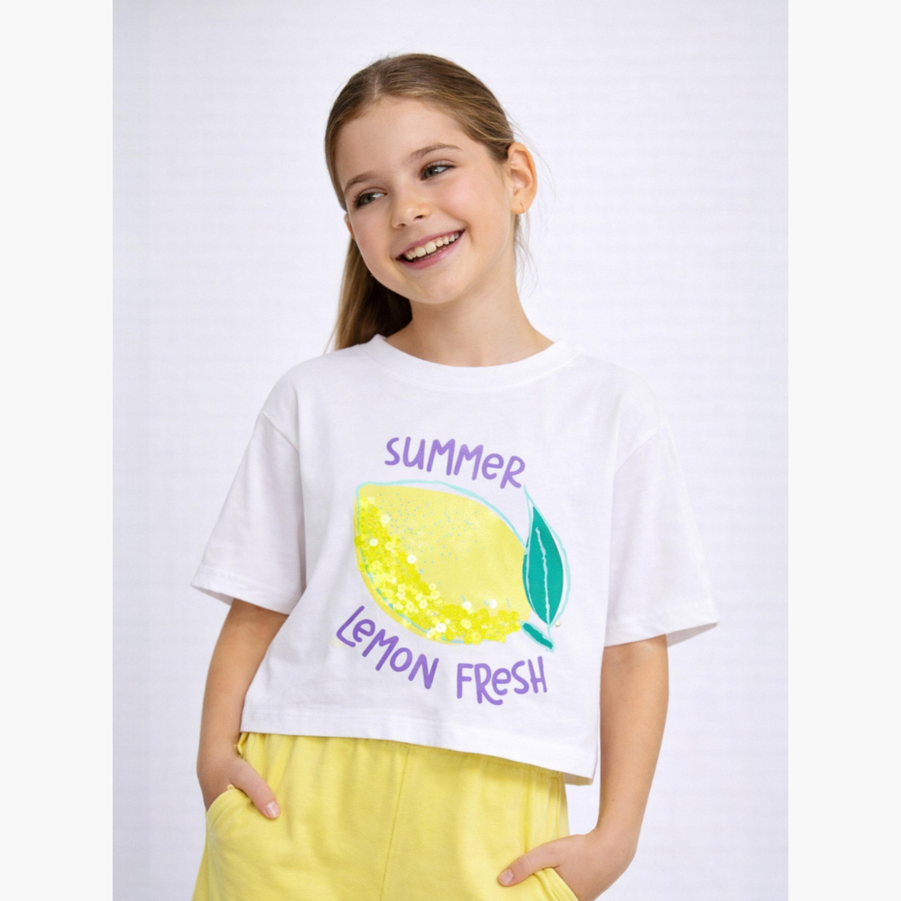مجموعة من شورت وتيشيرت بترتر وطبعة-girls-clothing-setsandcoords-image-3