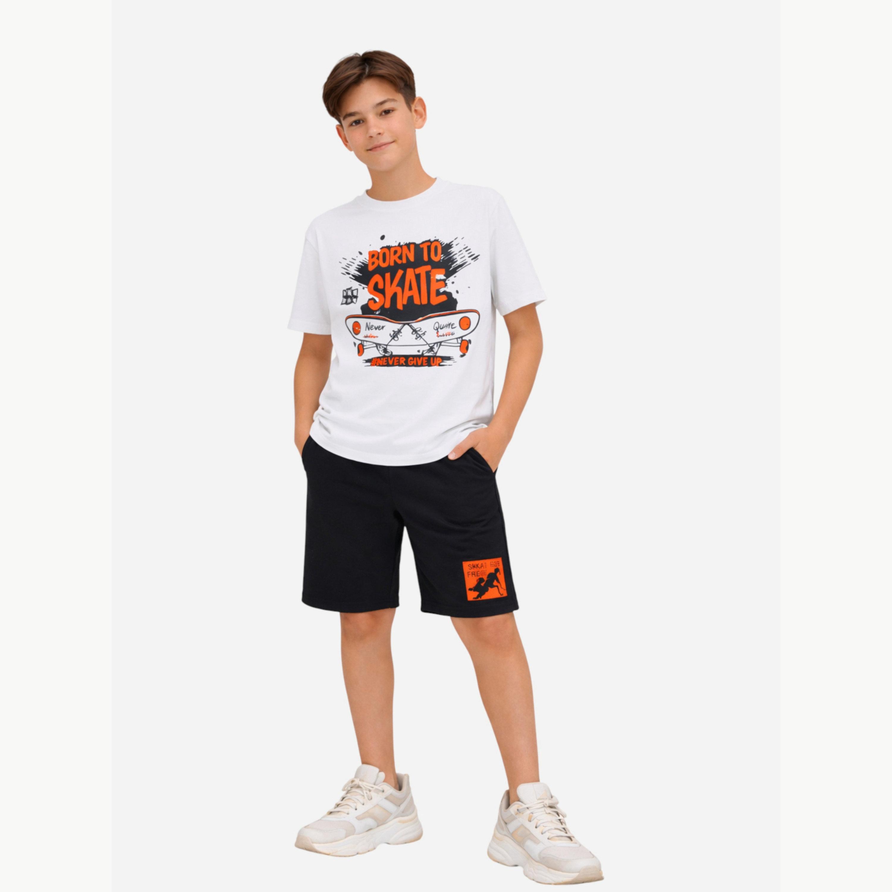 Victor and Jane X Styli Boys Graphic Print Relaxed T-Shirt and Shorts Set-boys-clothing-setsandcoords-image-2